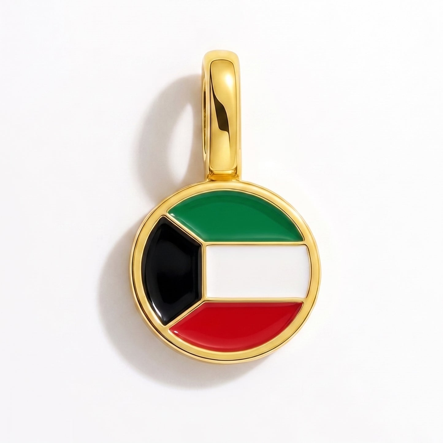 Flag charm Kuwait – round gold