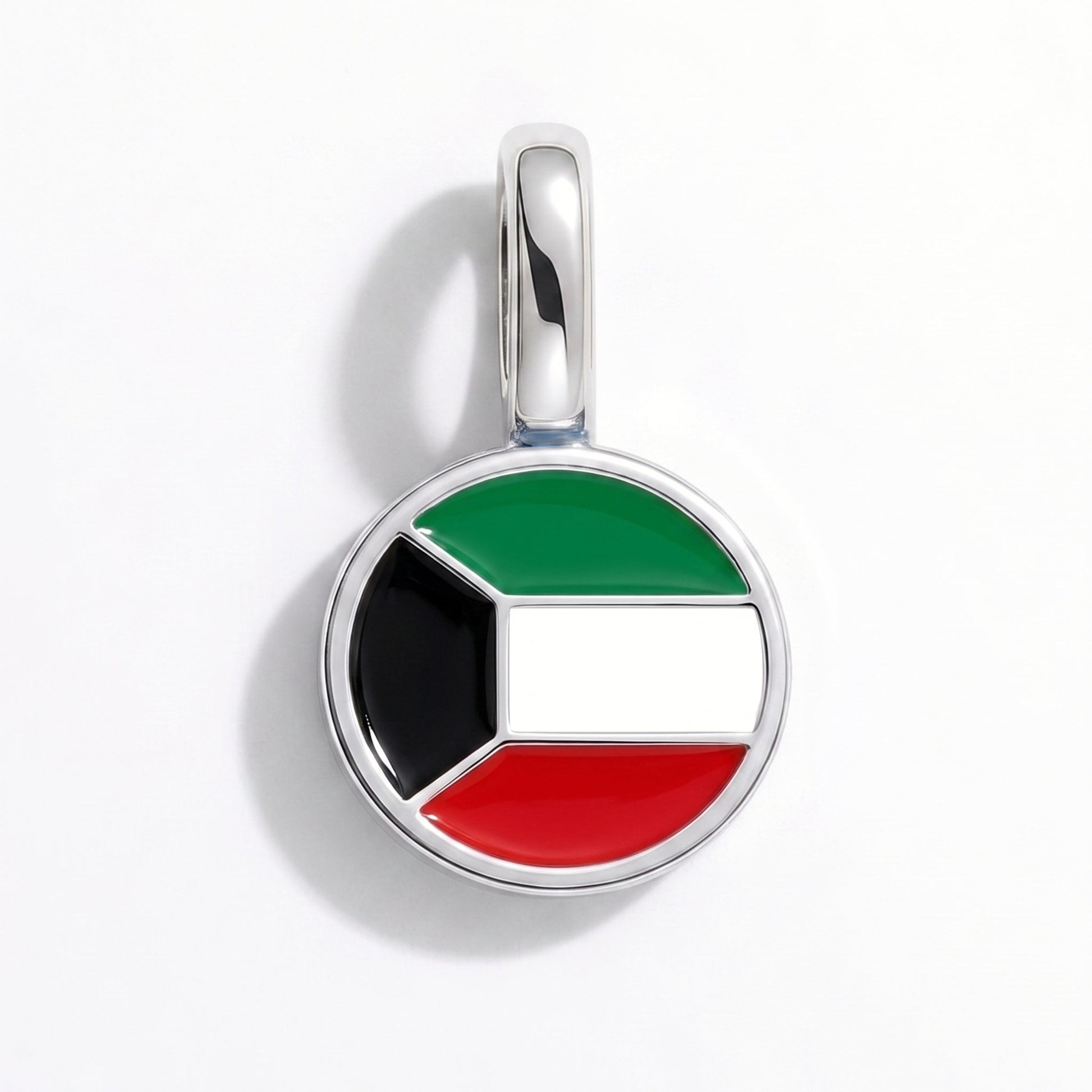 Flag charm Kuwait – rectangular silver