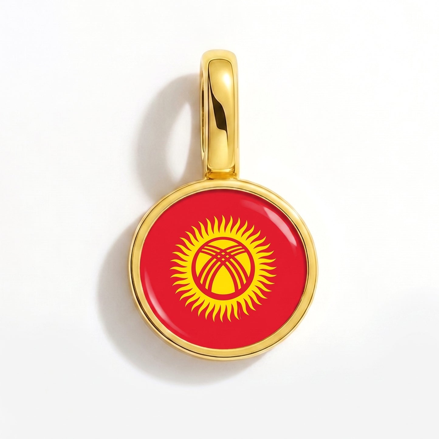 Flag charm Kyrgyzstan – round gold