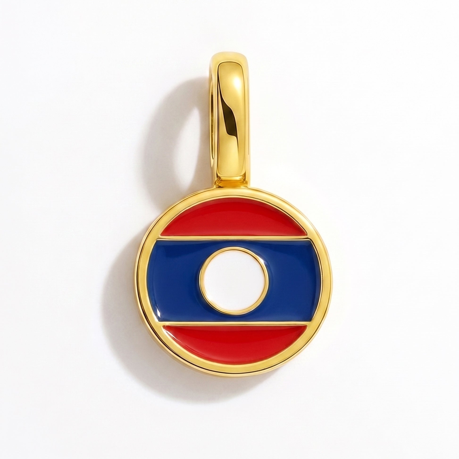 Flag charm Laos – round gold