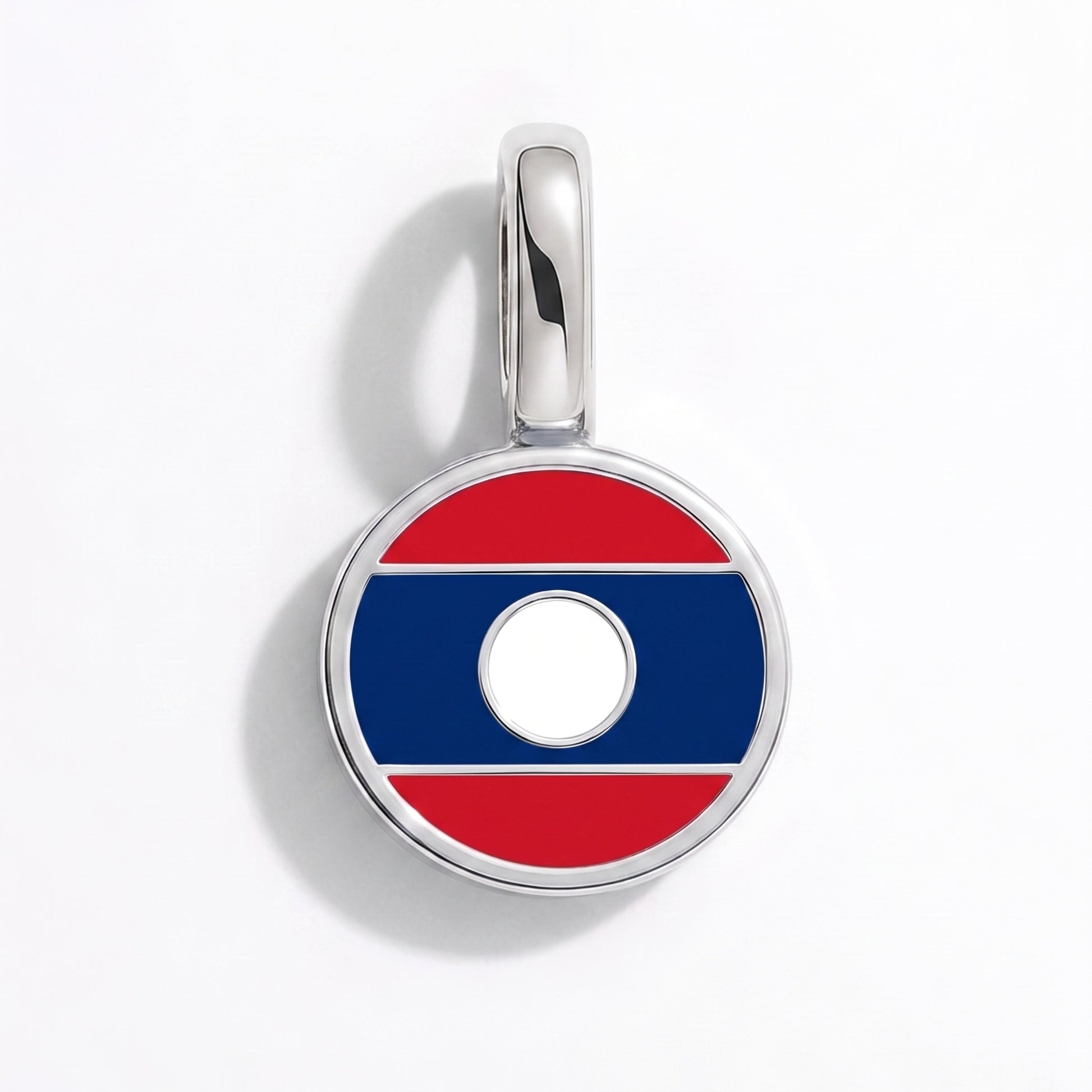 Flag charm Laos – round silver