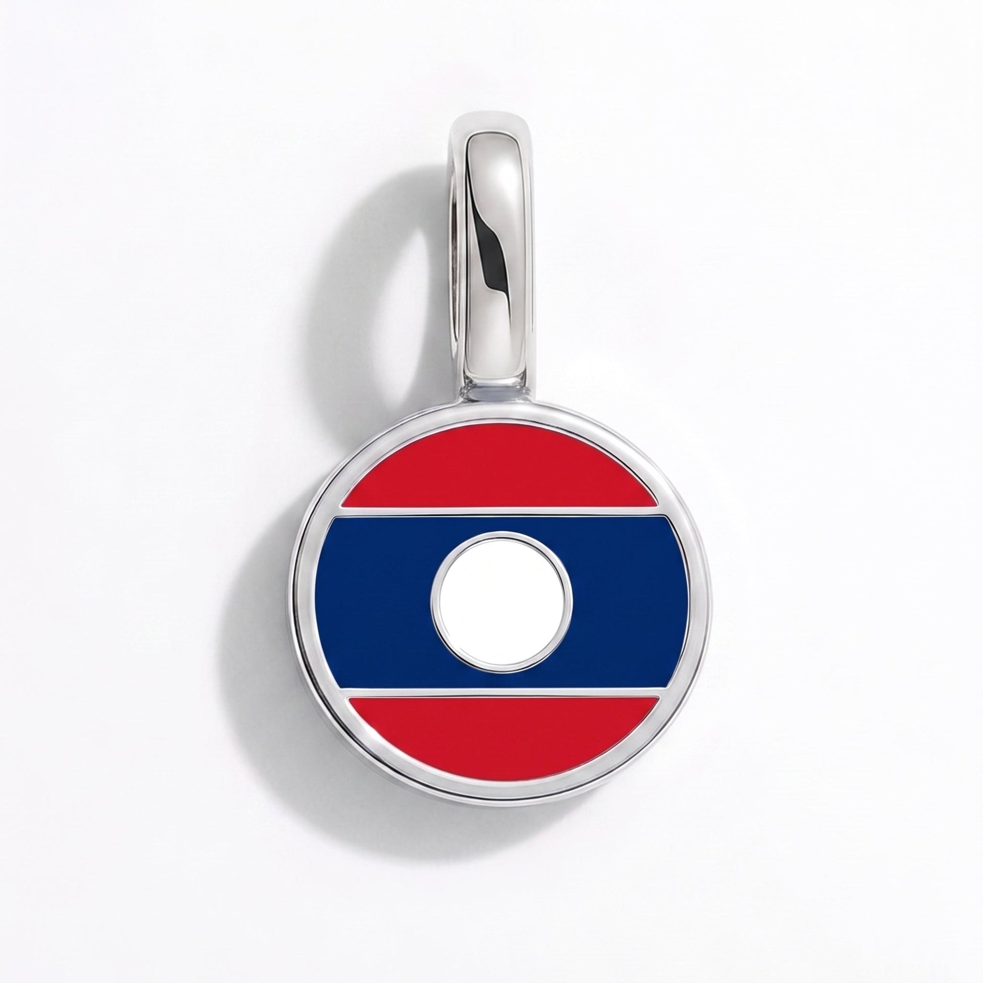 Flag charm Laos – rectangular silver