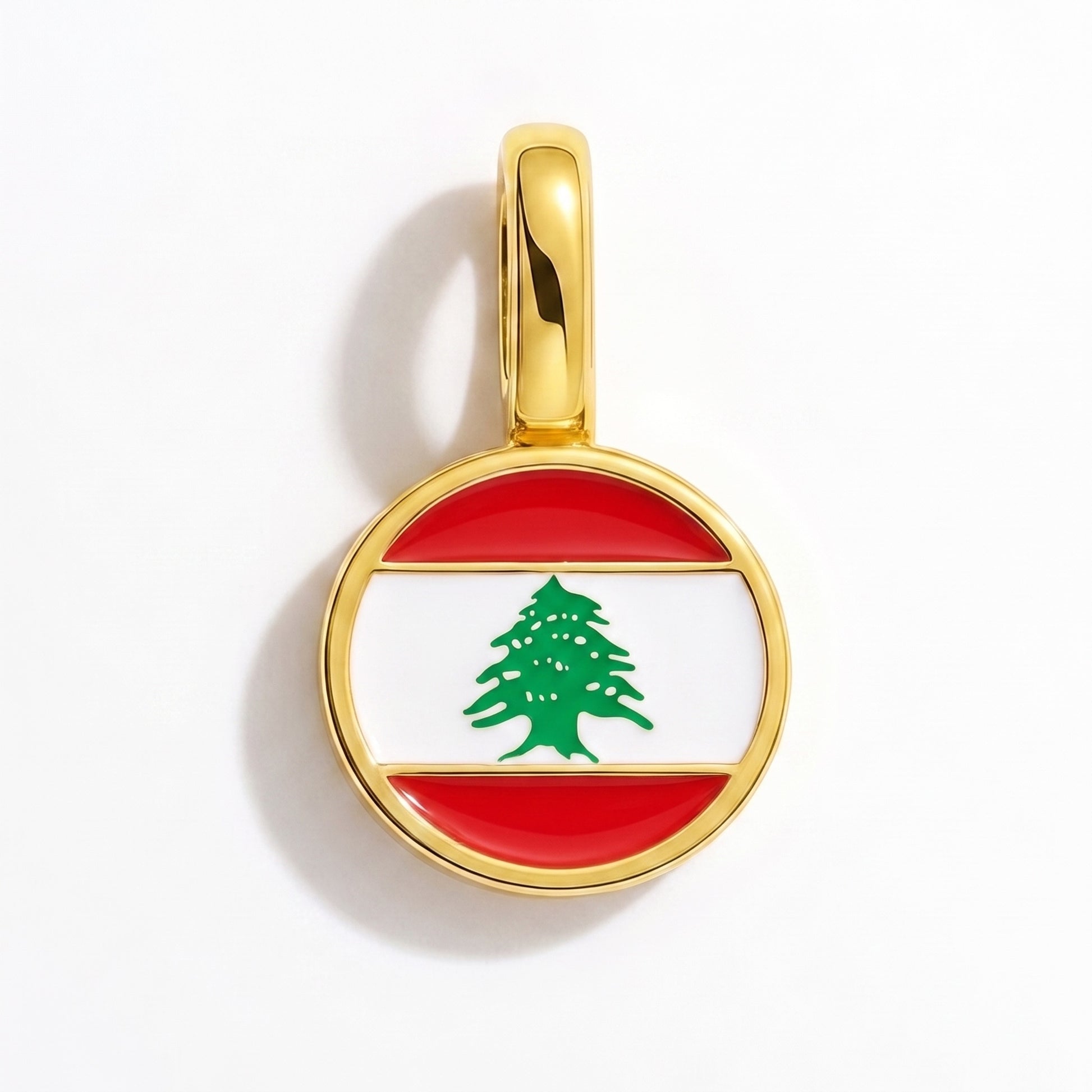 Flag charm Lebanon – round gold