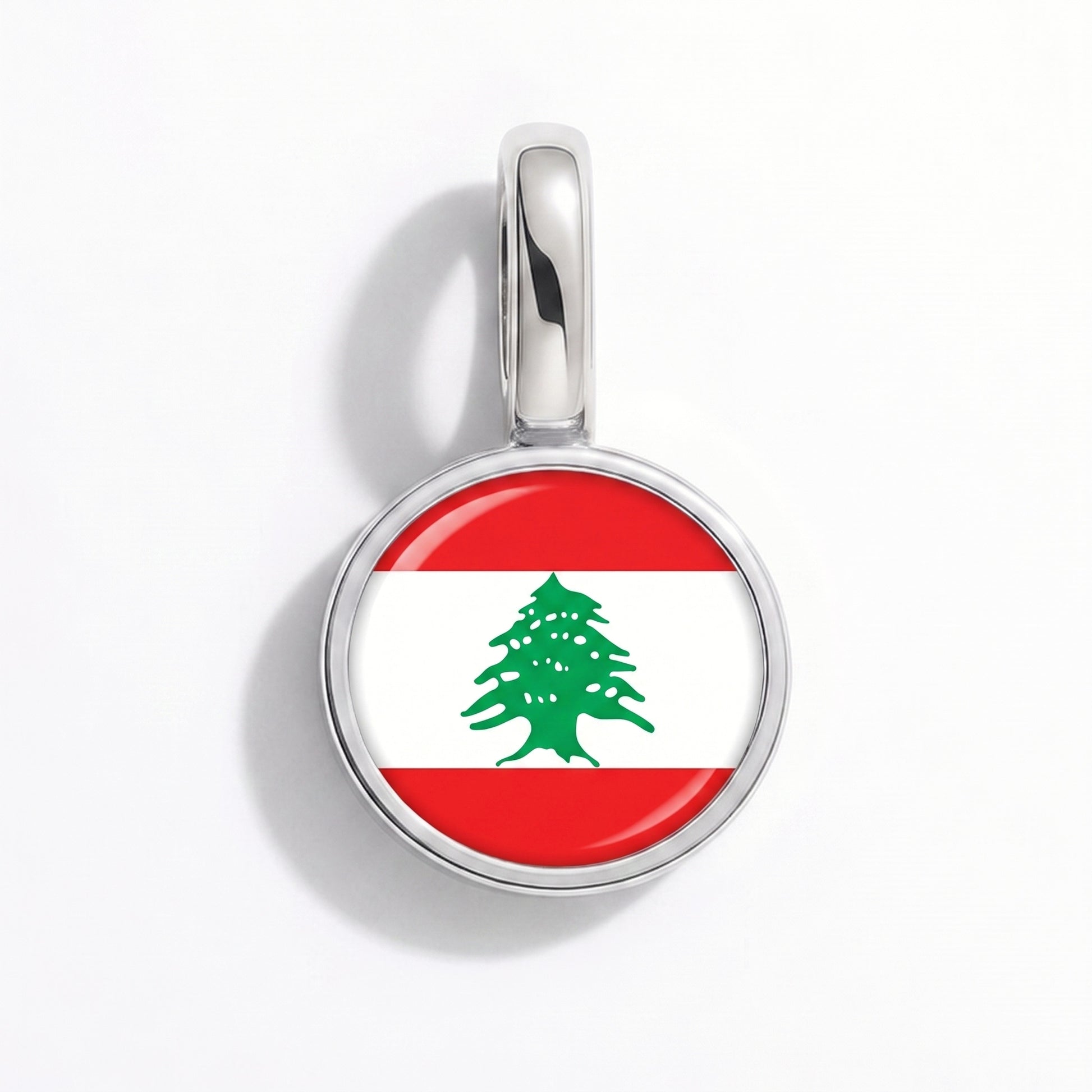 Flag charm Lebanon – round silver