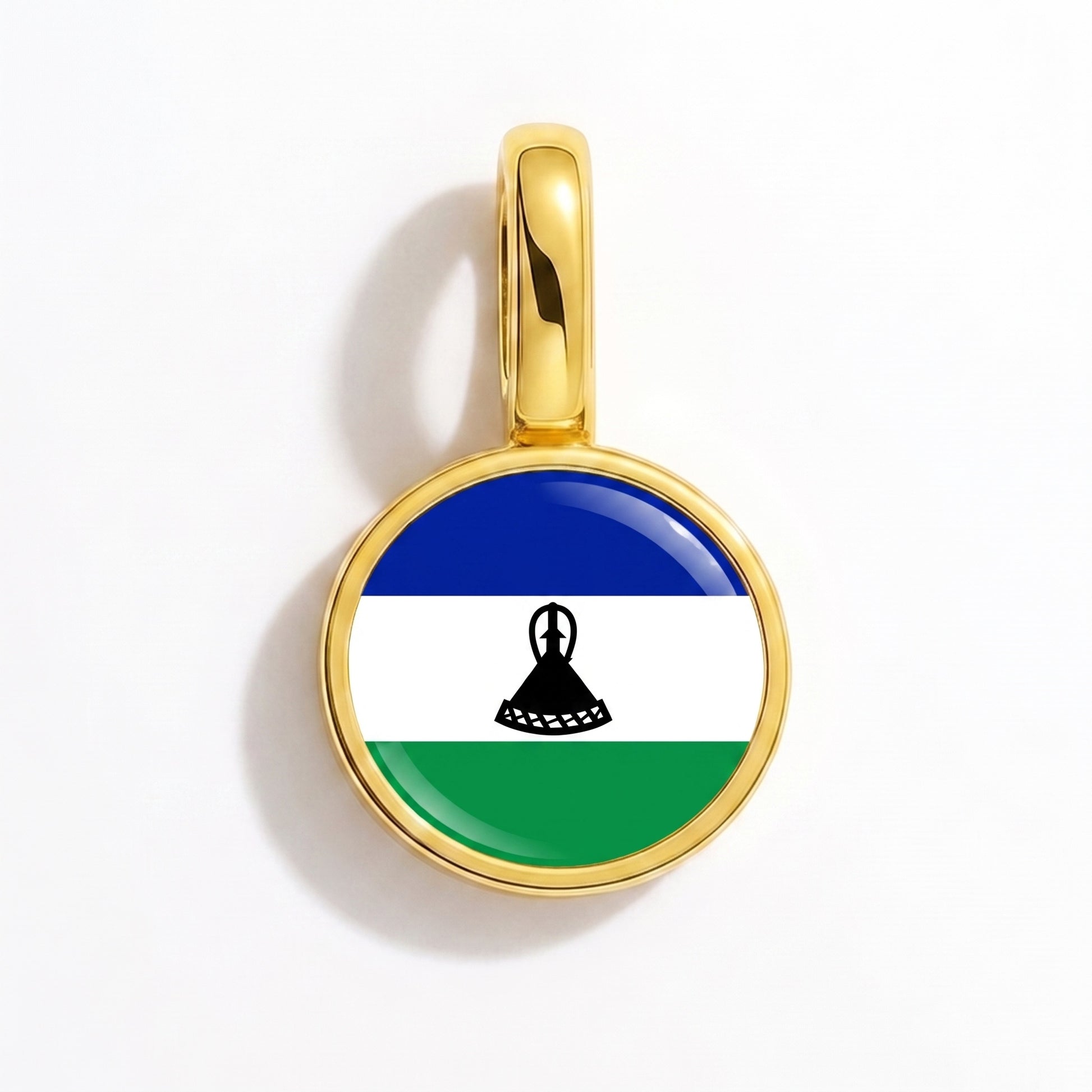 Flag charm Lesotho – round gold