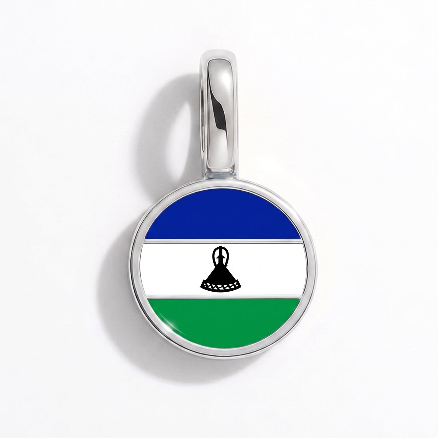 Flag charm Lesotho – rectangular silver