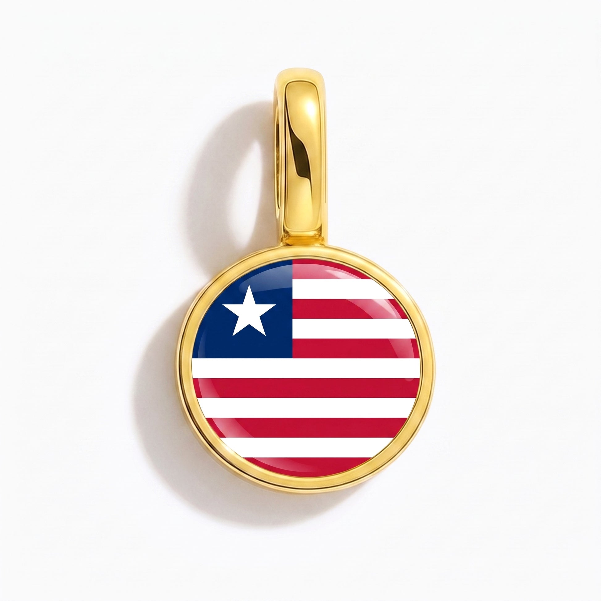 Flag charm Liberia – round gold