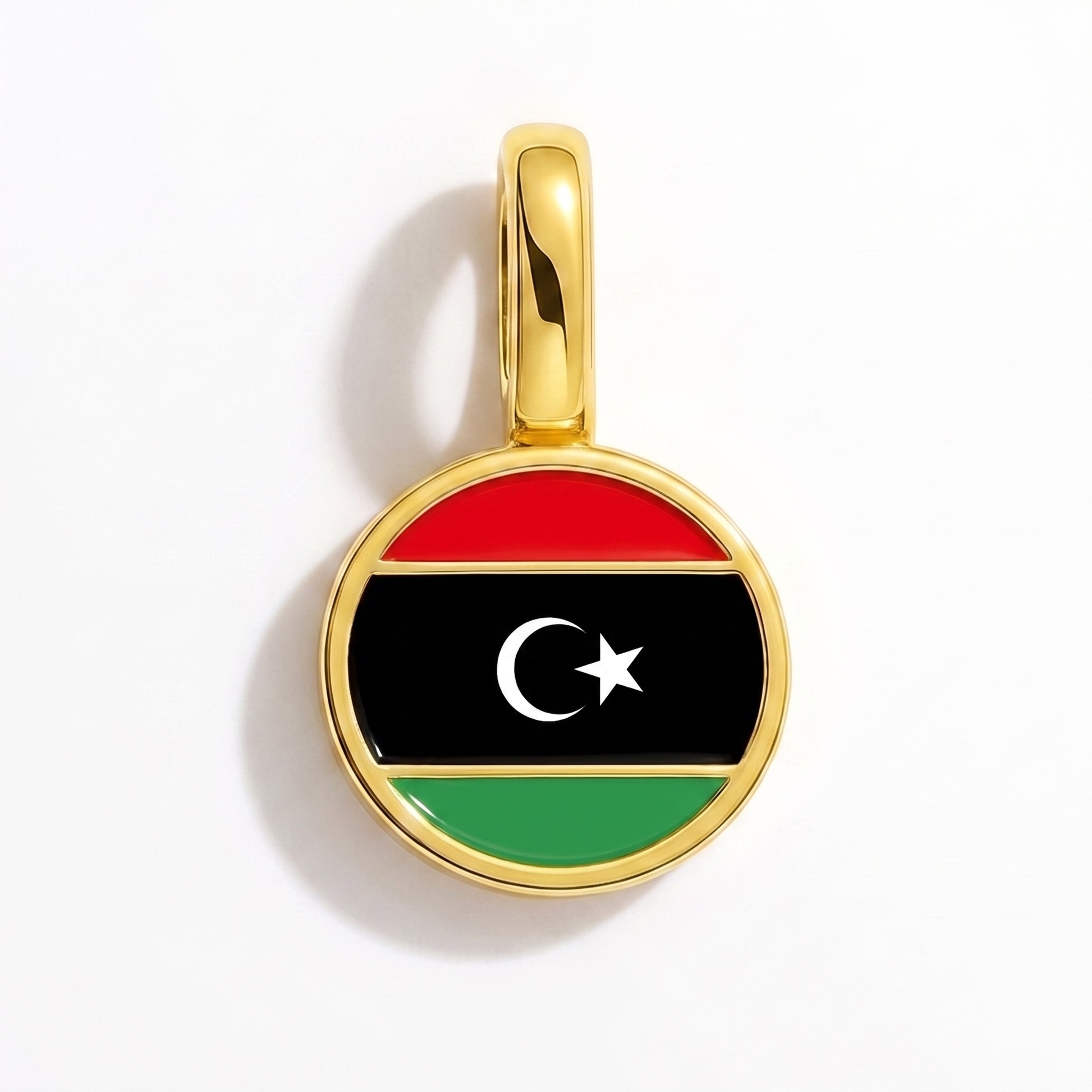Flag charm Libya – round gold