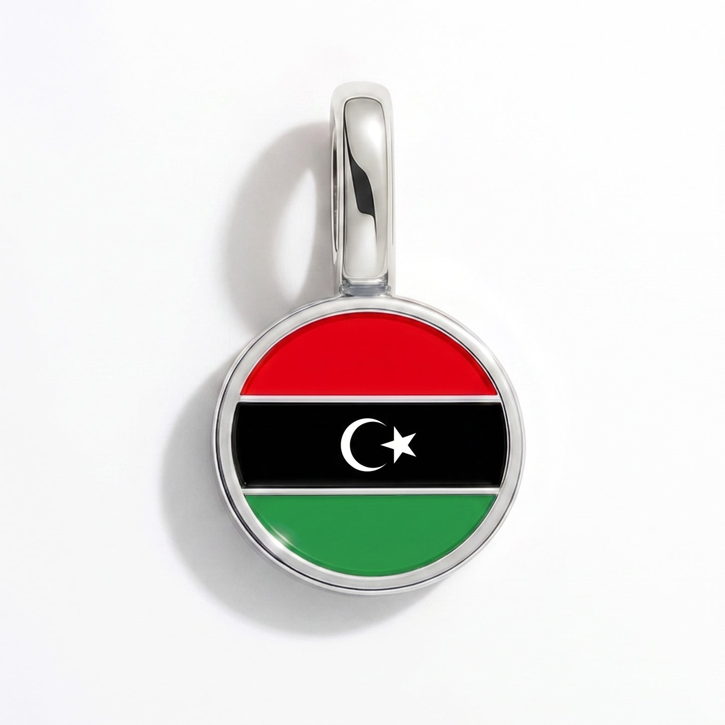 Flag charm Libya – round silver