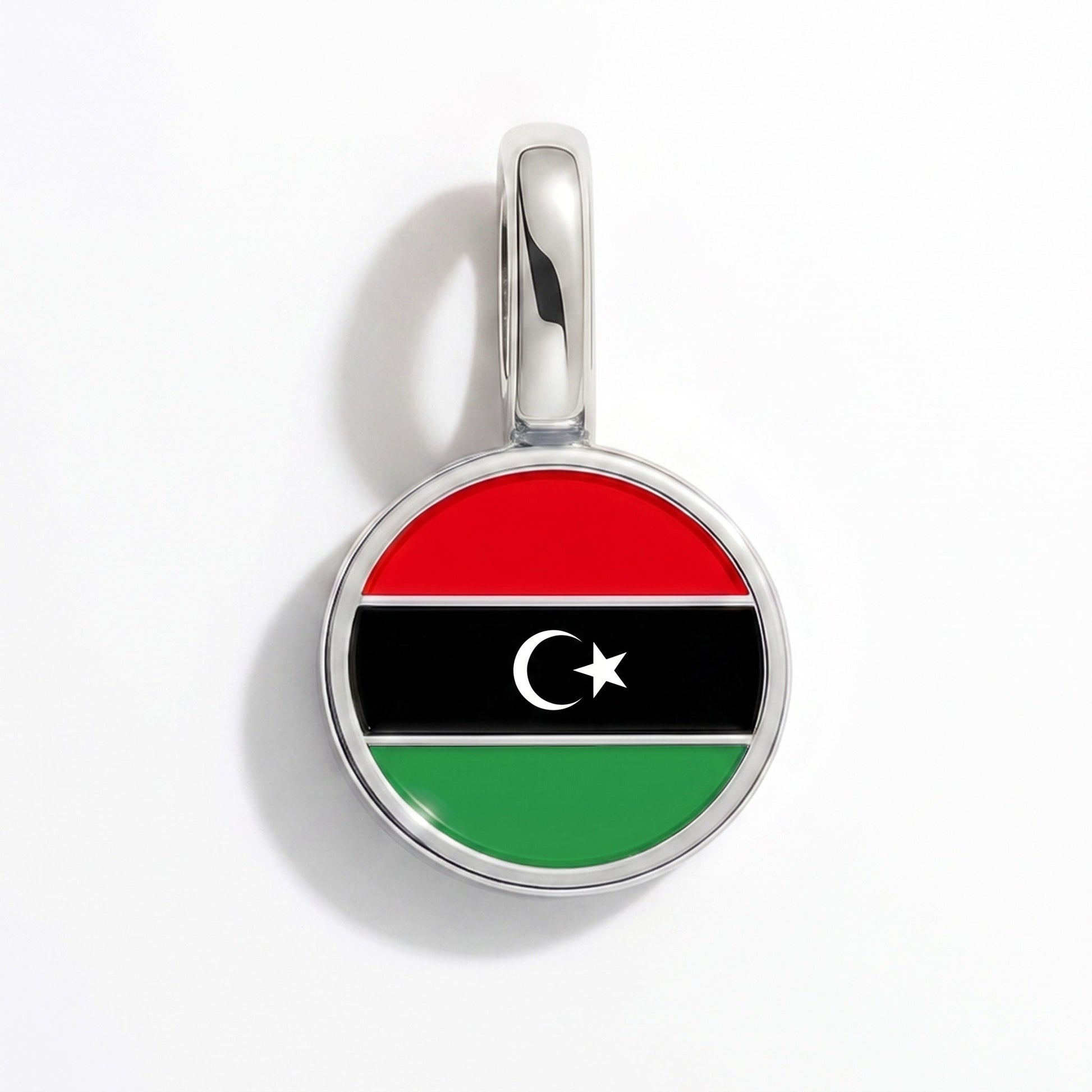 Flag charm Libya – rectangular silver