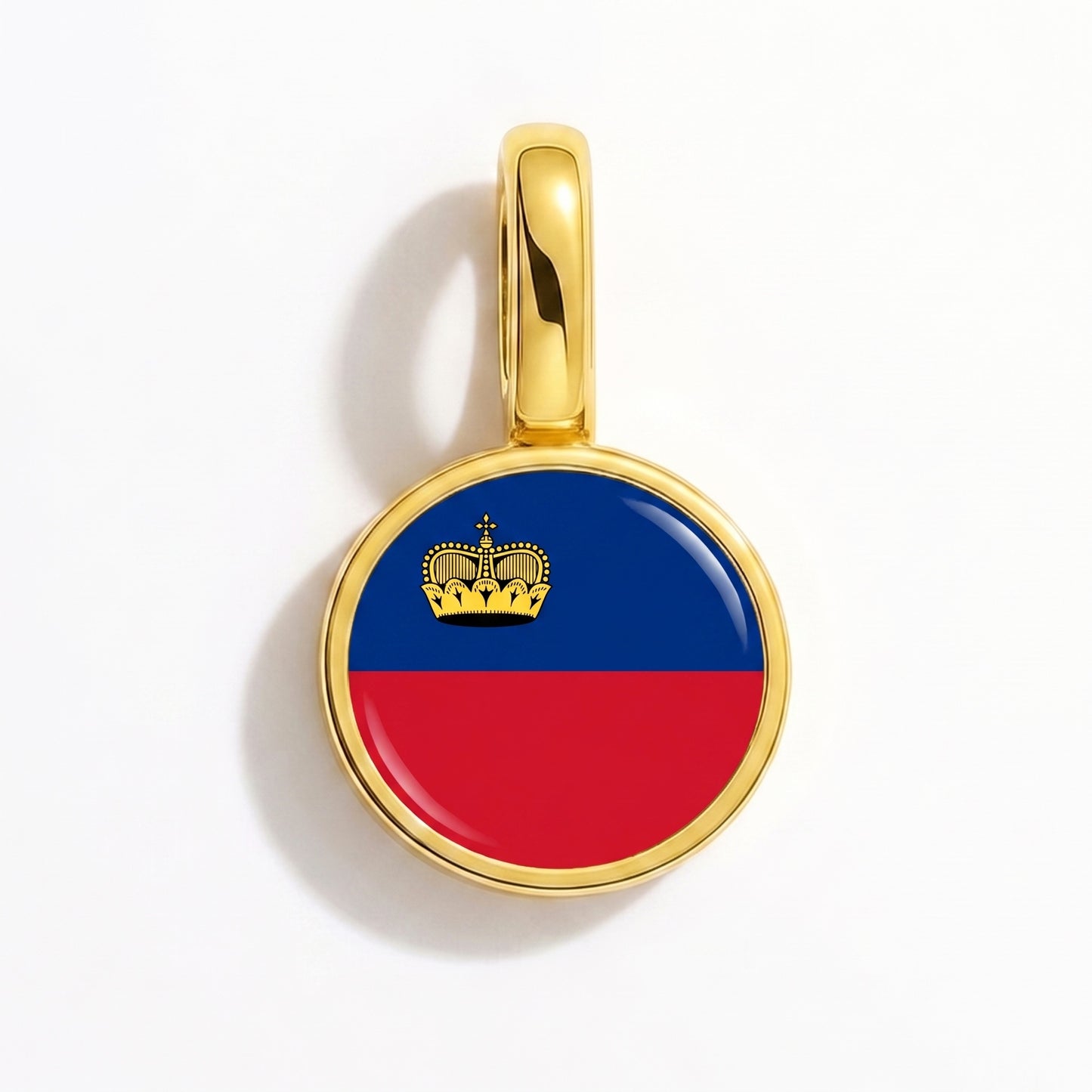Flag charm Liechtenstein – round gold