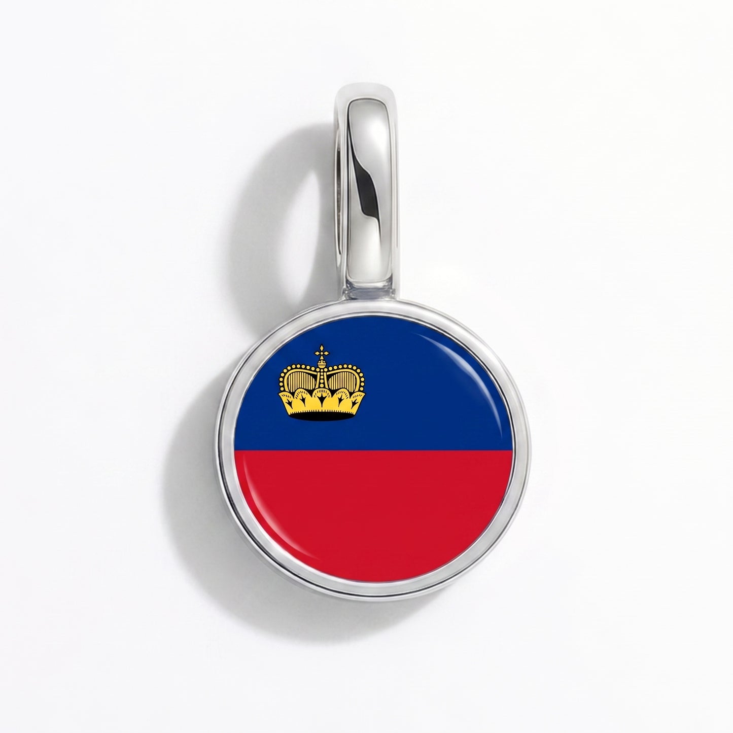 Flag charm Liechtenstein – round silver