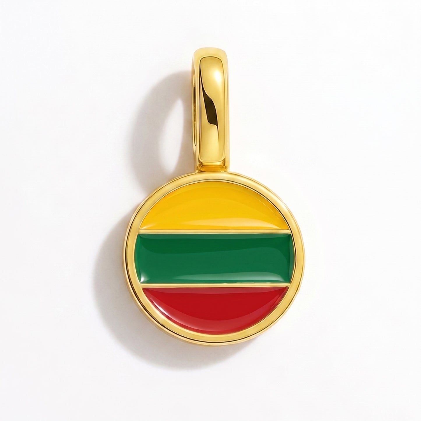 Flag charm Lithuania – round gold