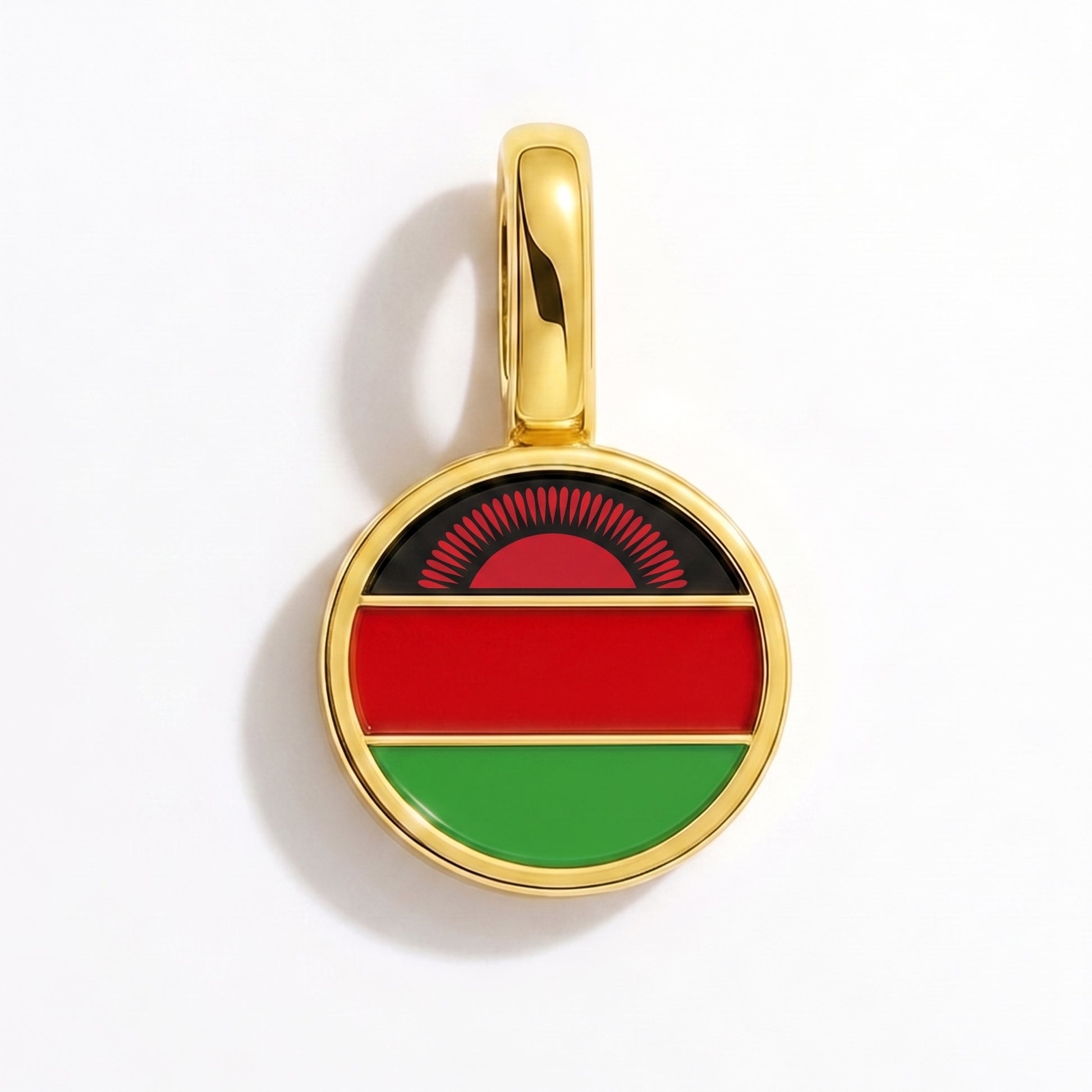 Flag charm Malawi – round gold