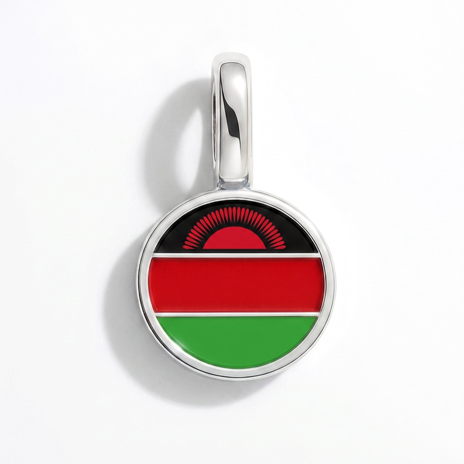 Flag charm Malawi – rectangular silver