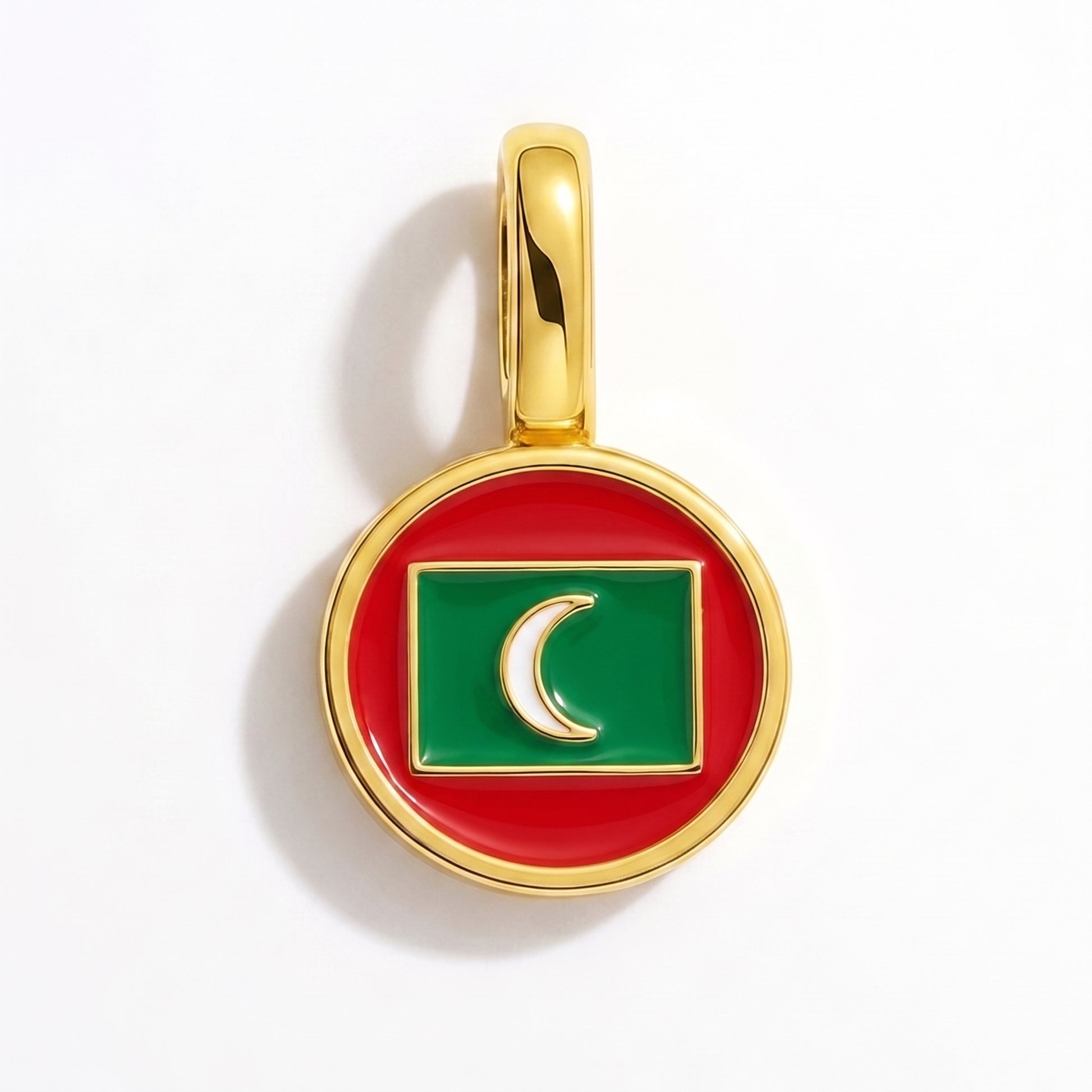 Flag charm Maldives – round gold