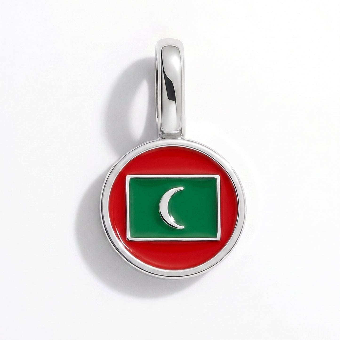 Flag charm Maldives – round silver