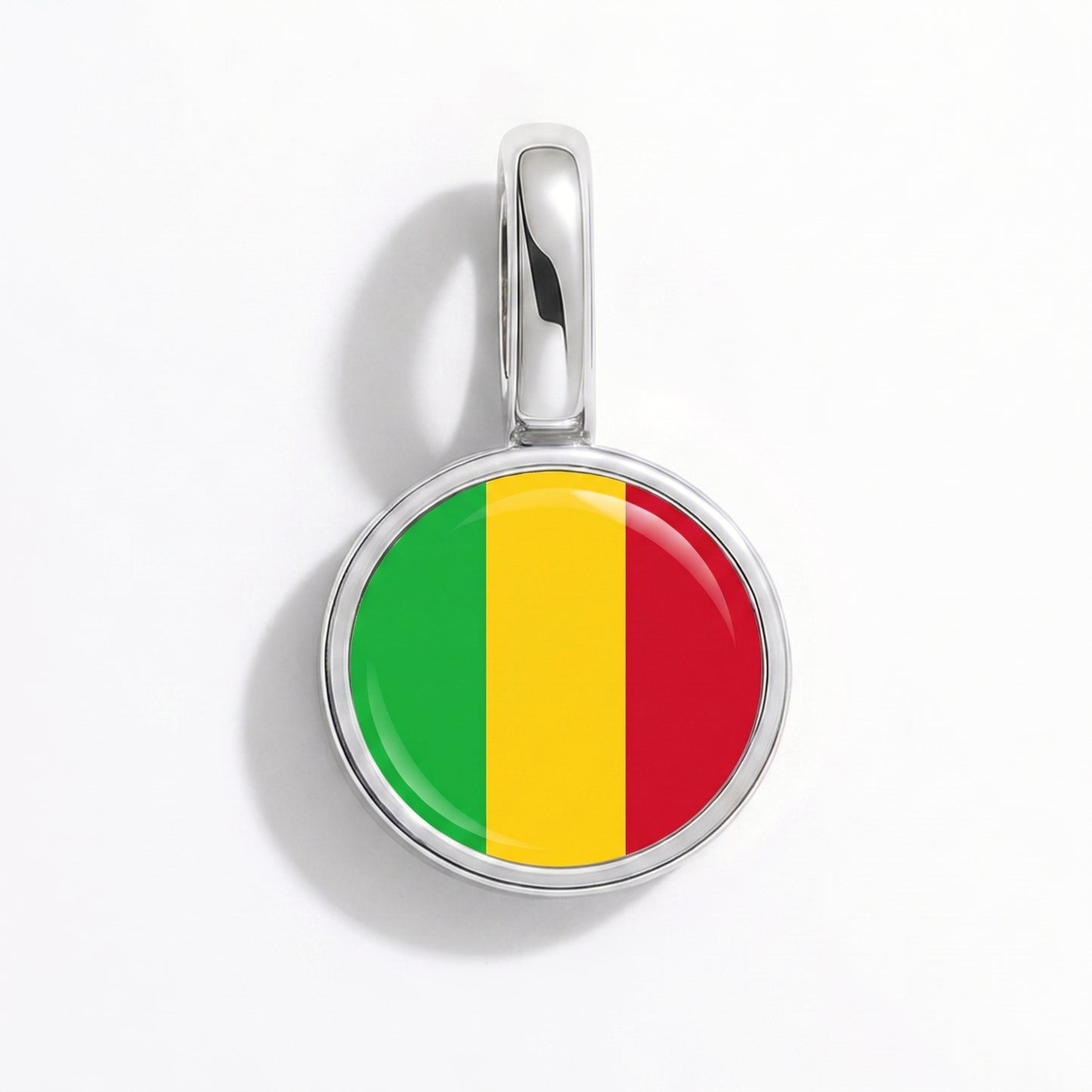 Flag charm Mali – round silver