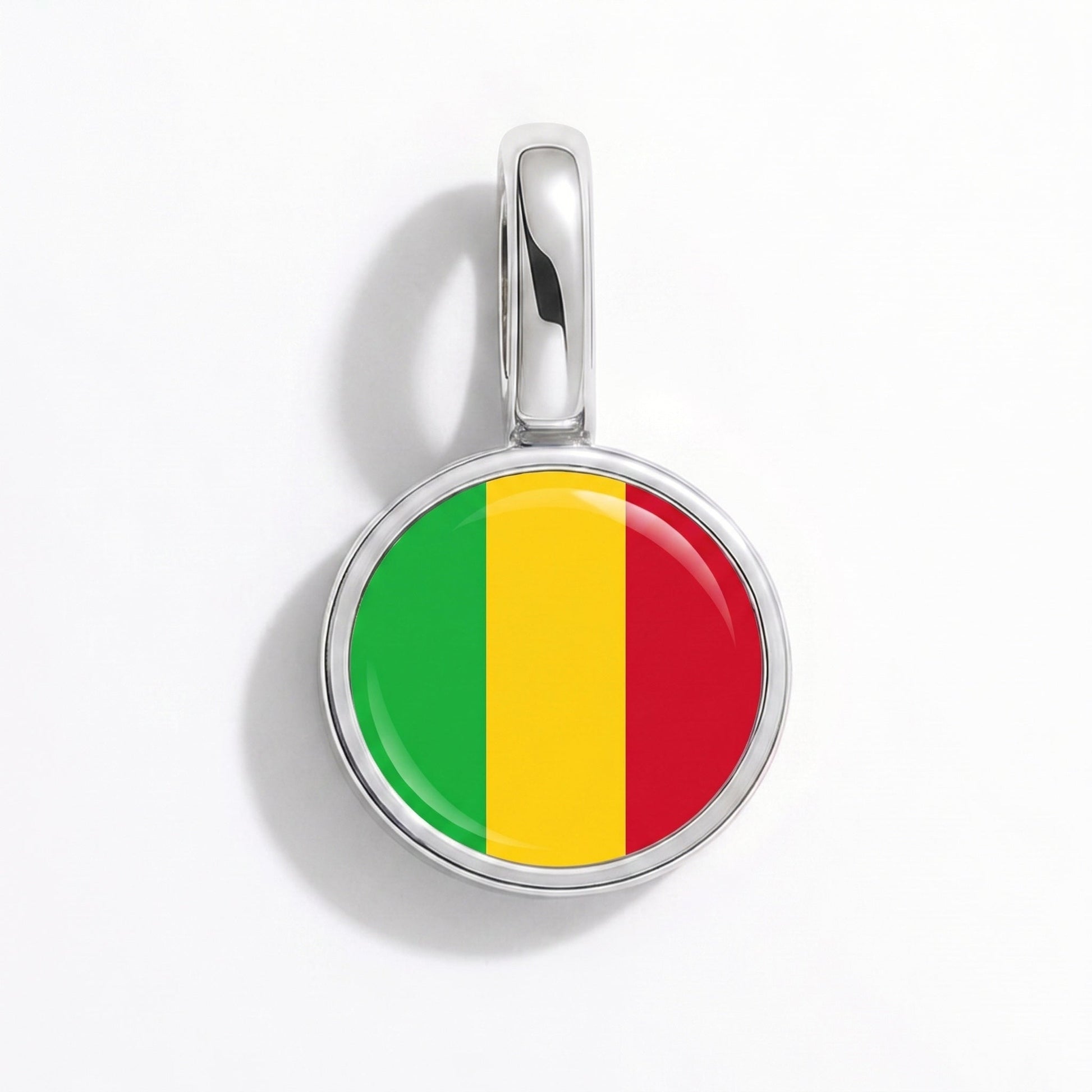 Flag charm Mali – rectangular silver