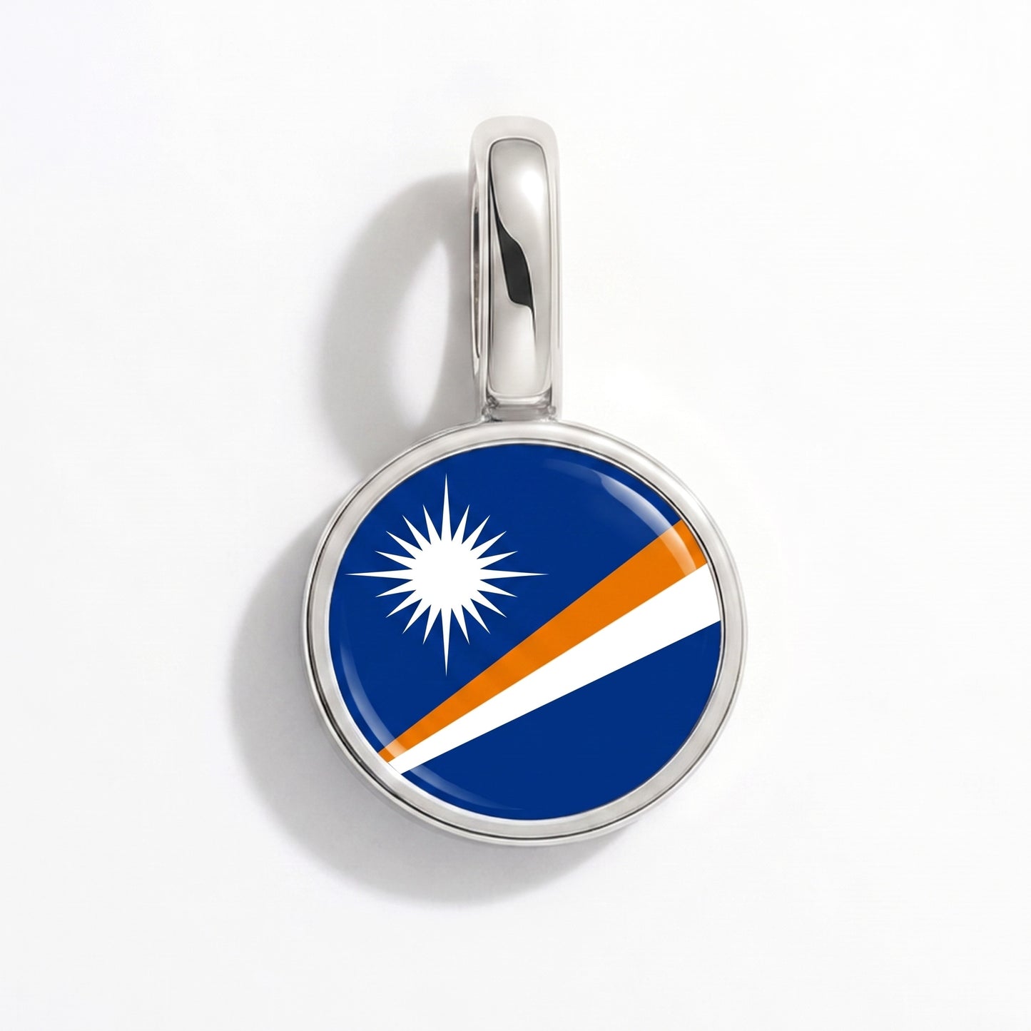 Flag charm Marshall Islands – round silver