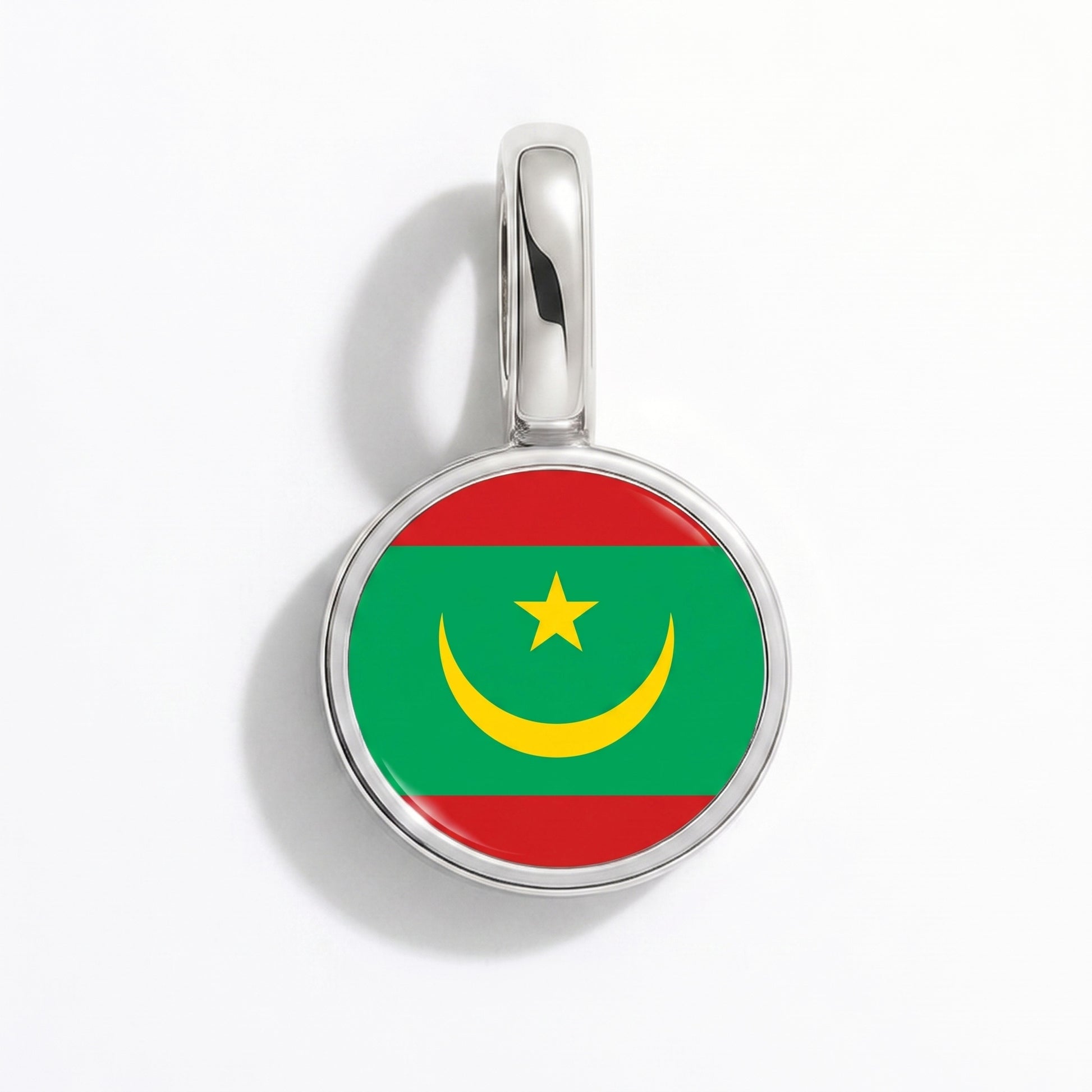 Flag charm Mauritania – round silver