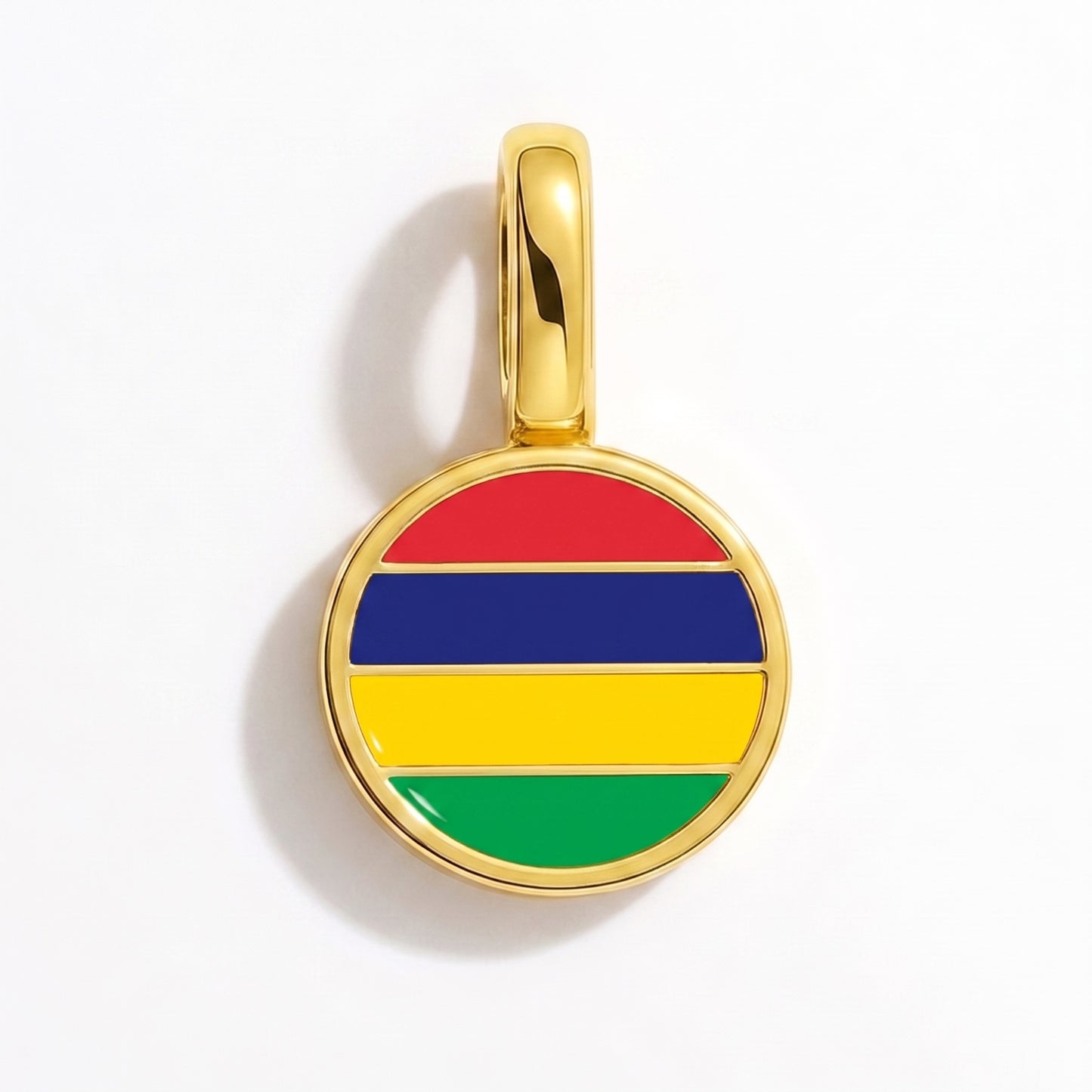 Flag charm Mauritius – round gold