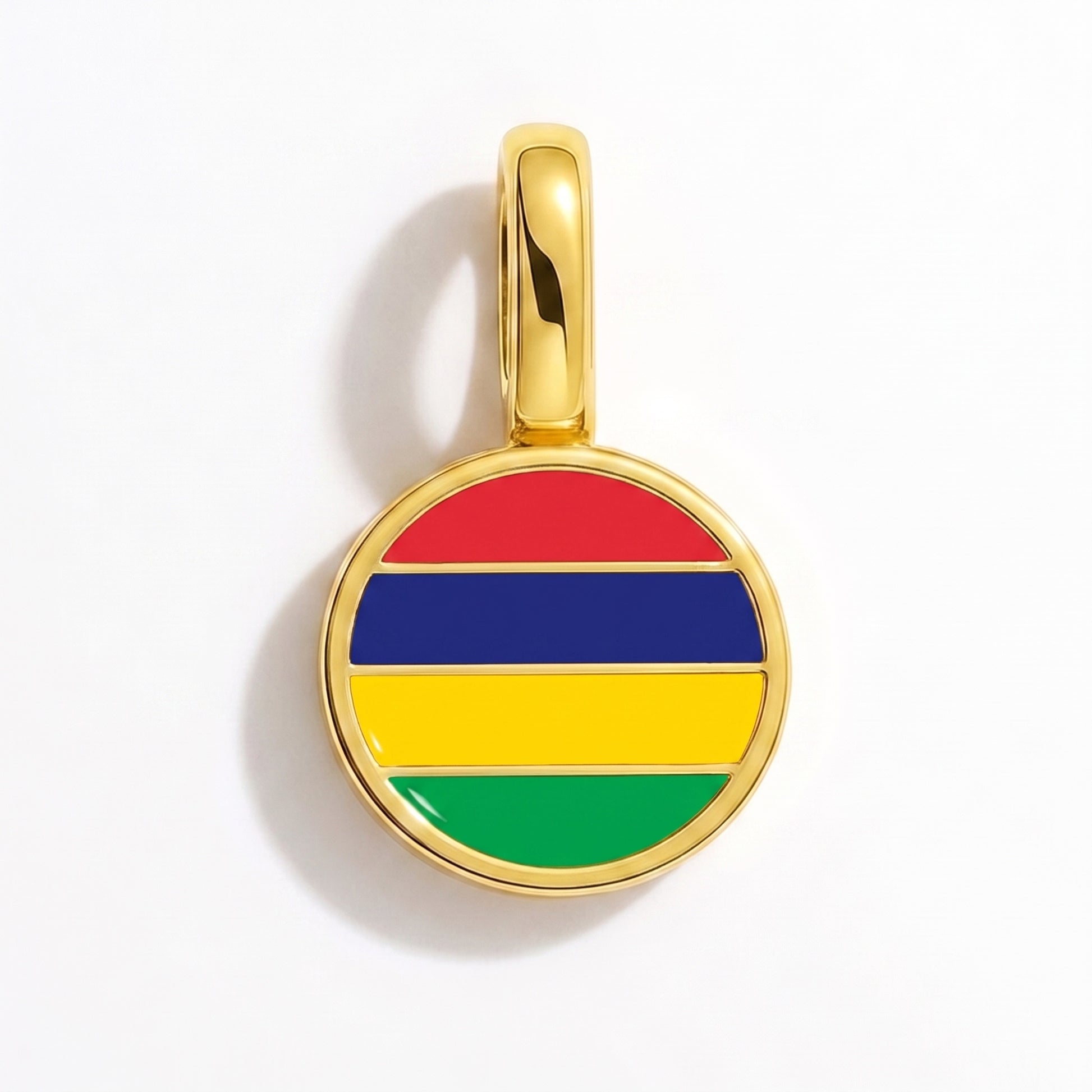 Flag charm Mauritius – round gold