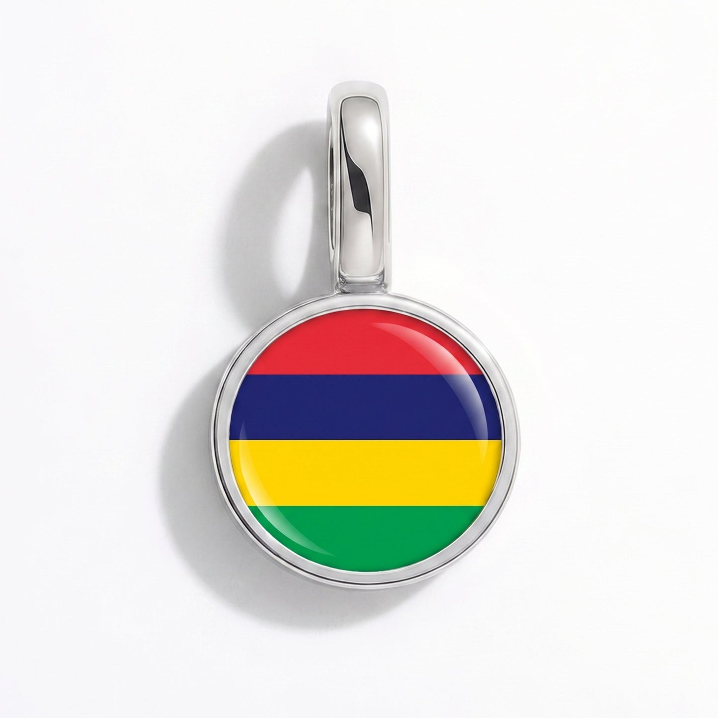Flag charm Mauritius – rectangular silver