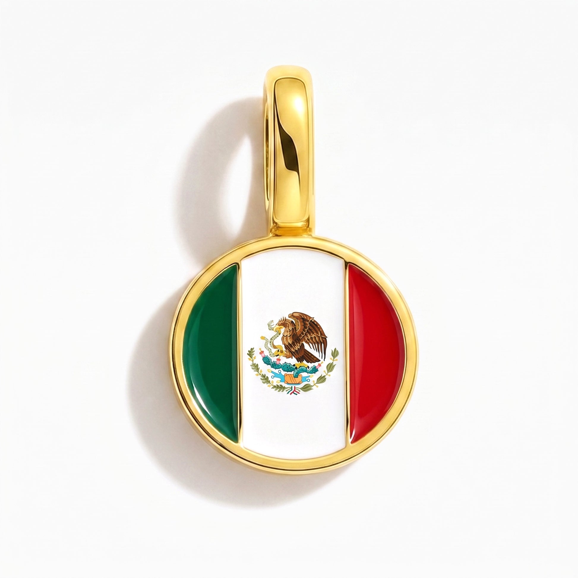 Flag charm Mexico – round gold