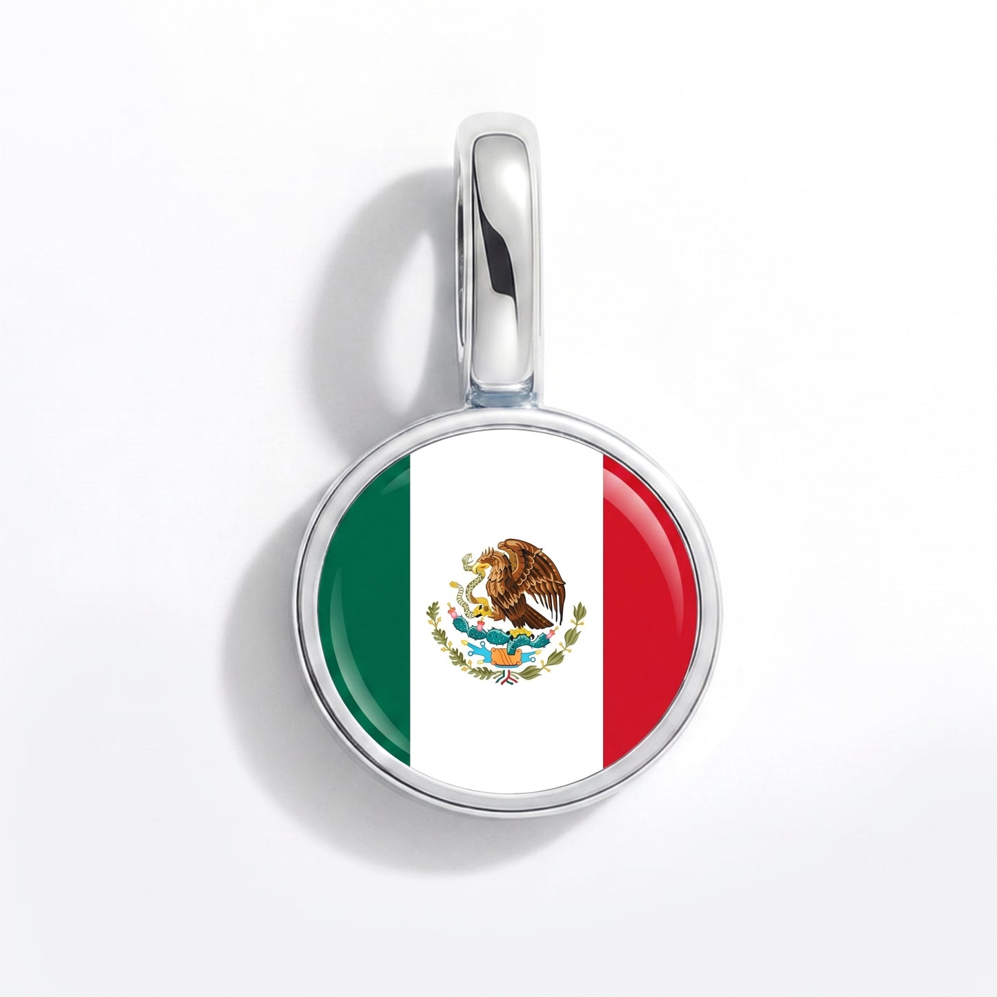 Flag charm Mexico – round silver