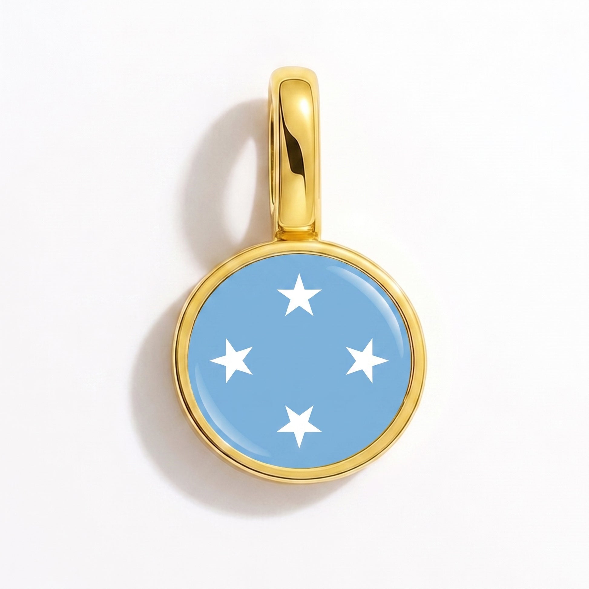 Flag charm Micronesia – round gold