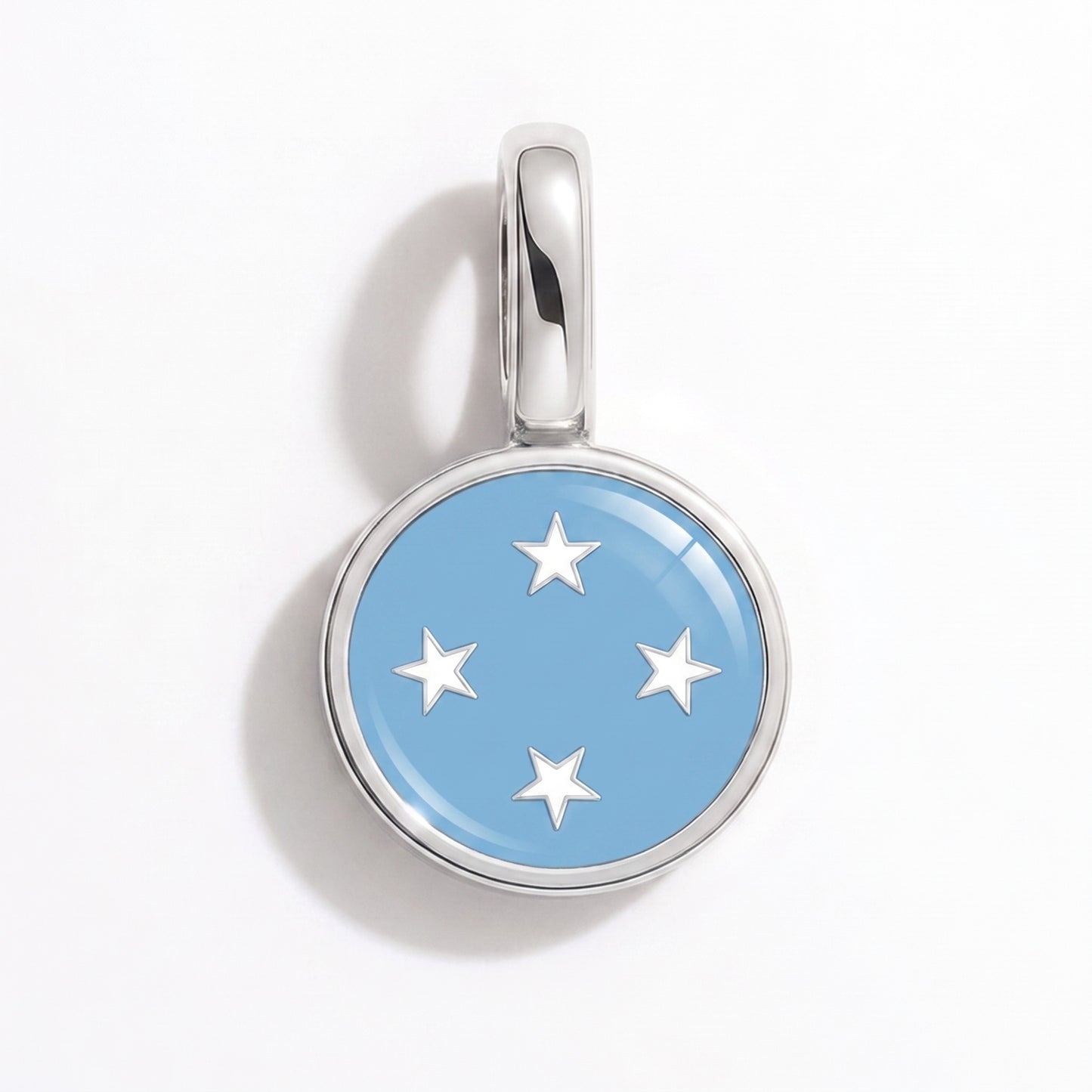 Flag charm Micronesia – round silver