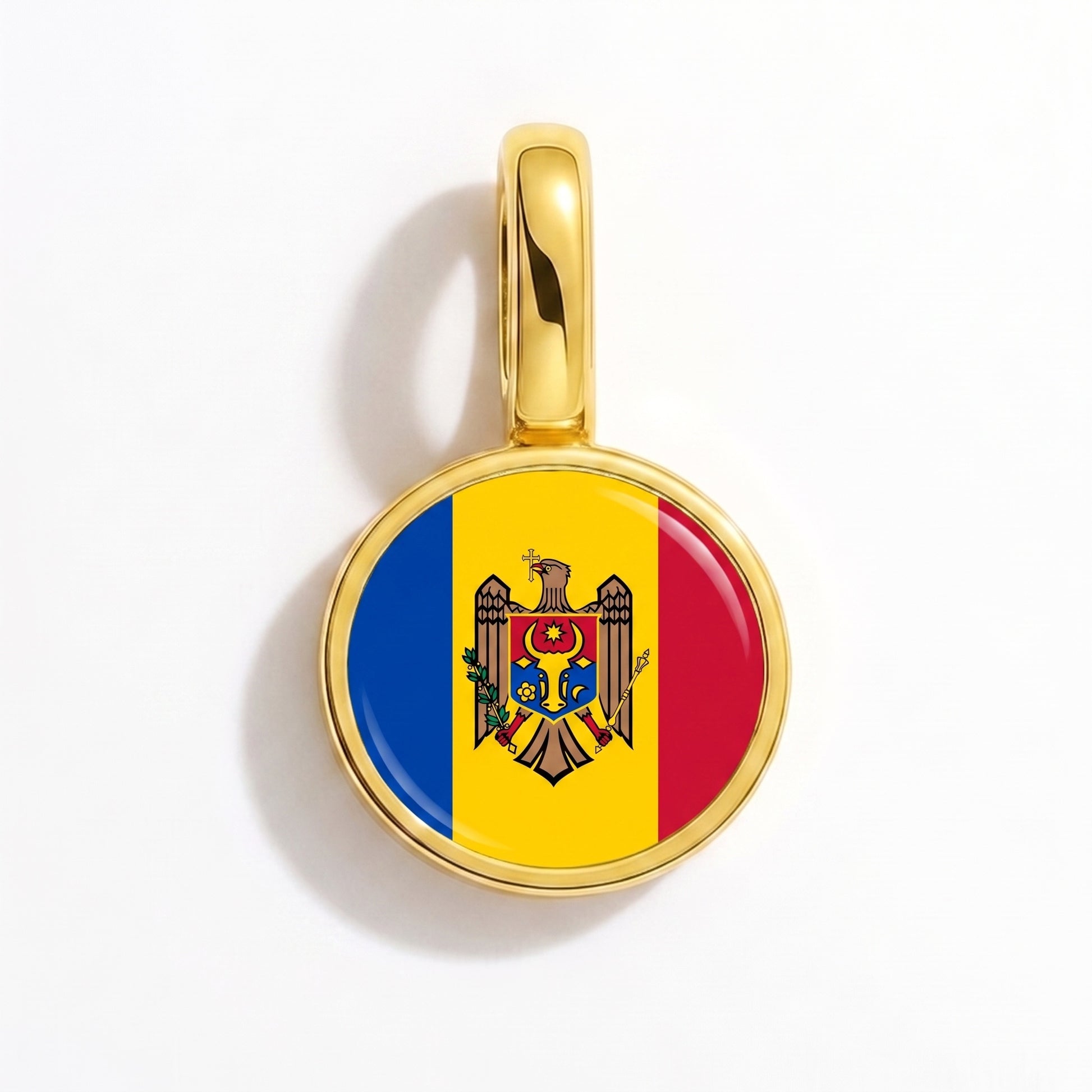 Flag charm Moldova – round gold