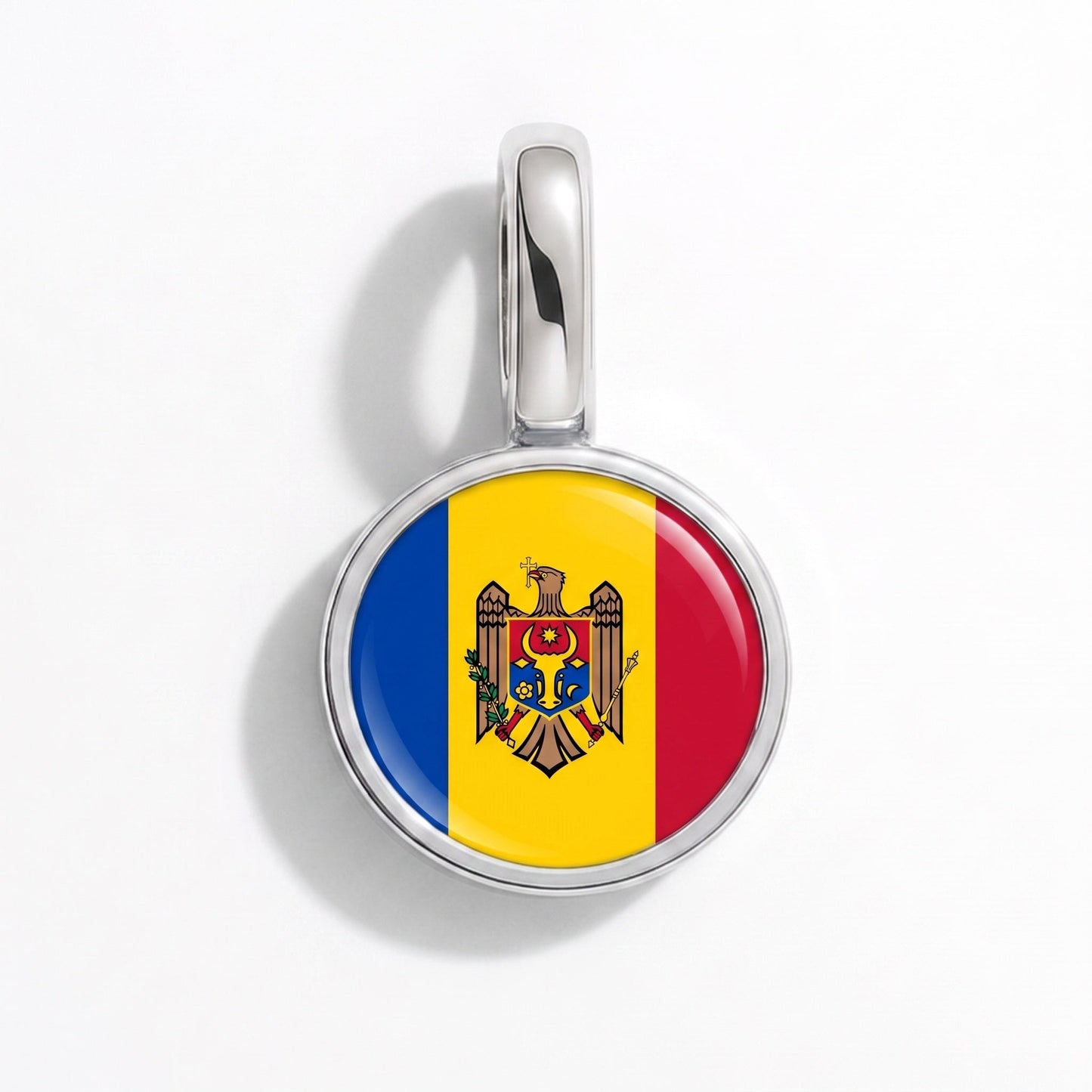 Flag charm Moldova – rectangular silver
