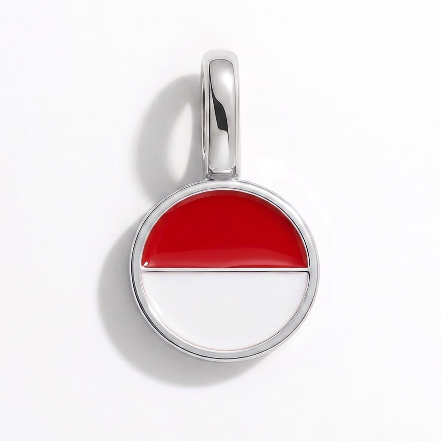Flag charm Monaco – round silver