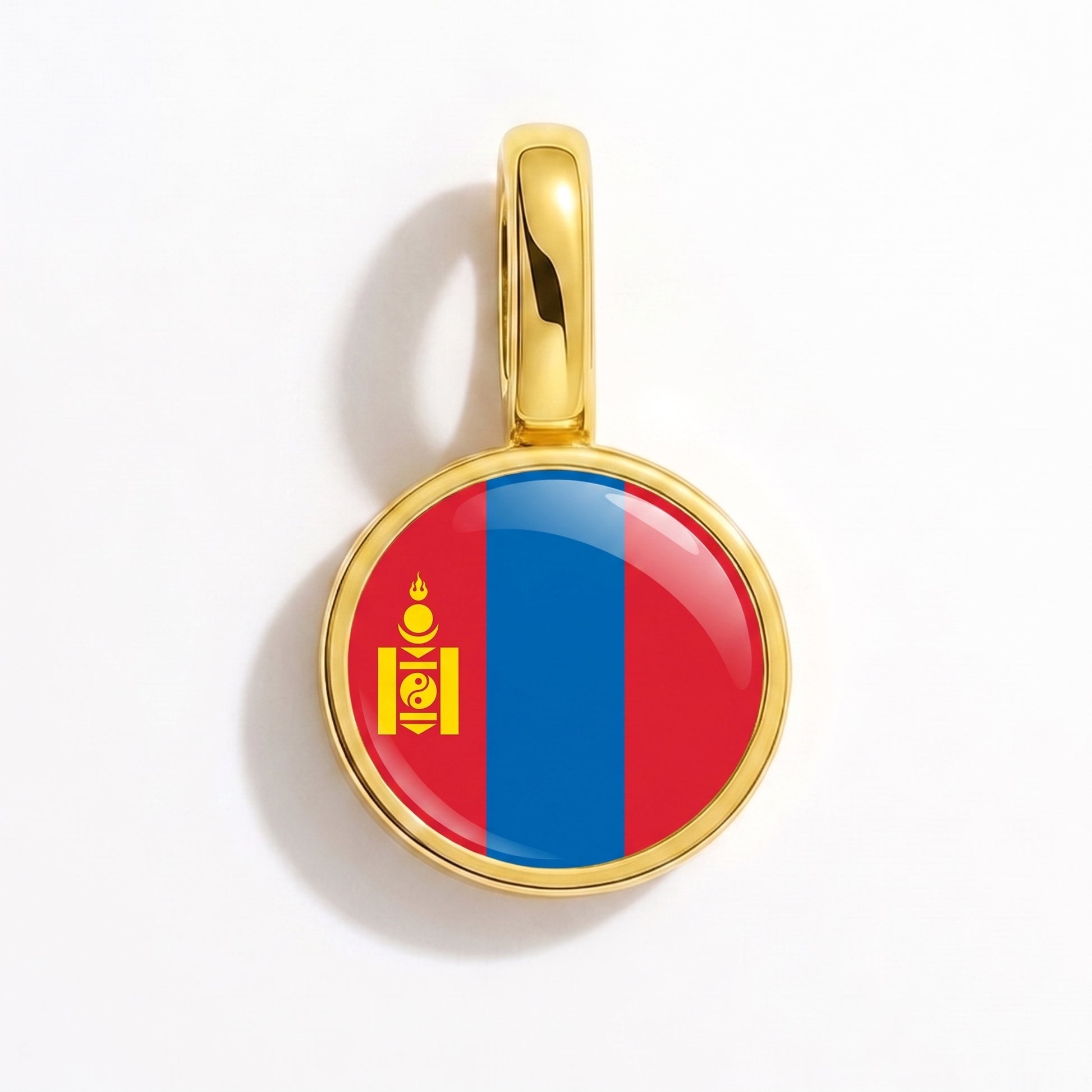 Flag charm Mongolia – round gold