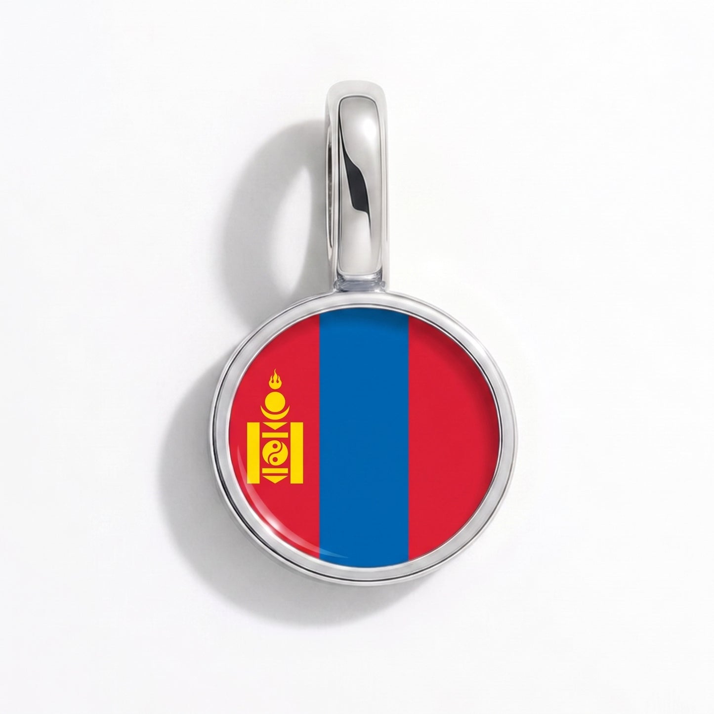 Flag charm Mongolia – round silver