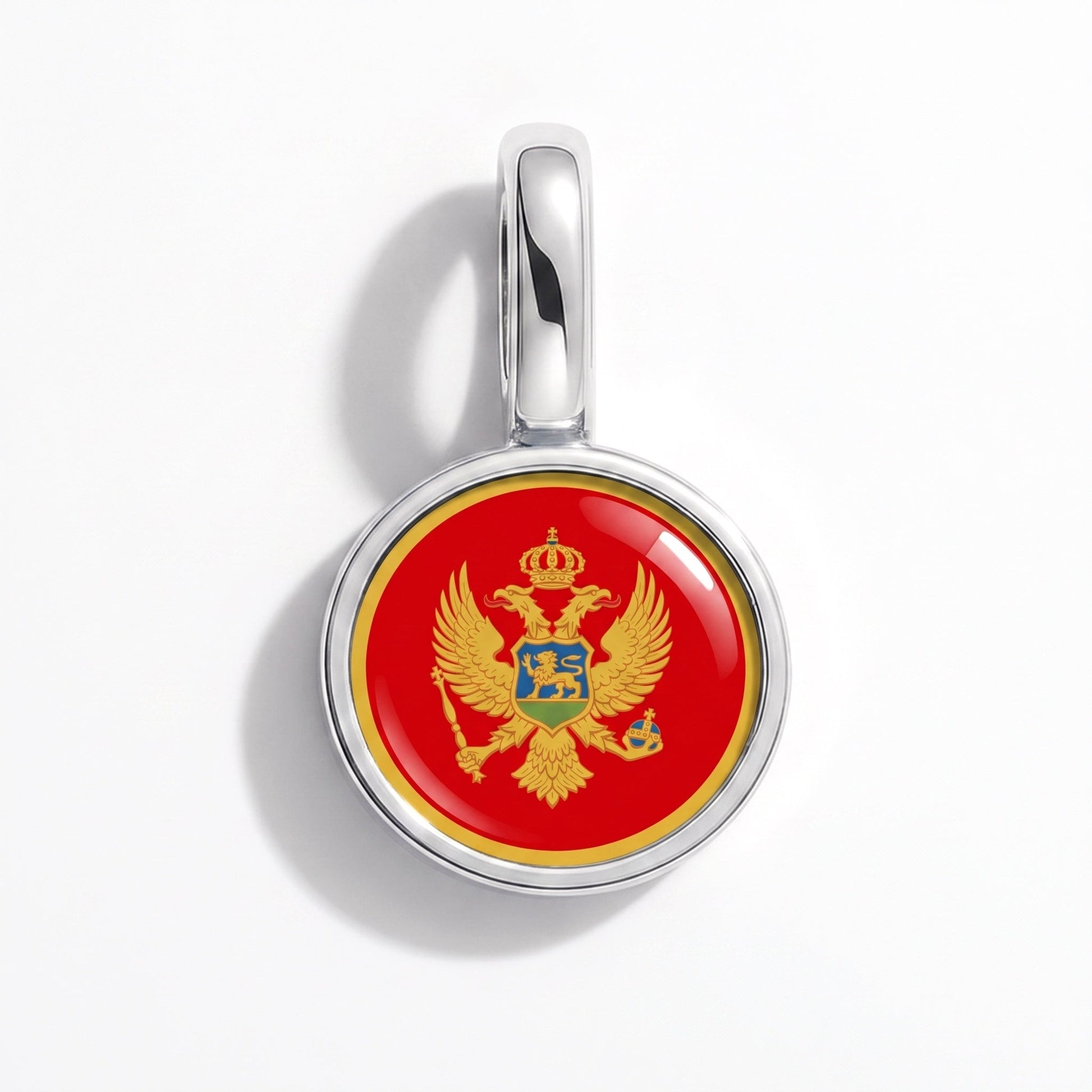 Flag charm Montenegro – rectangular silver