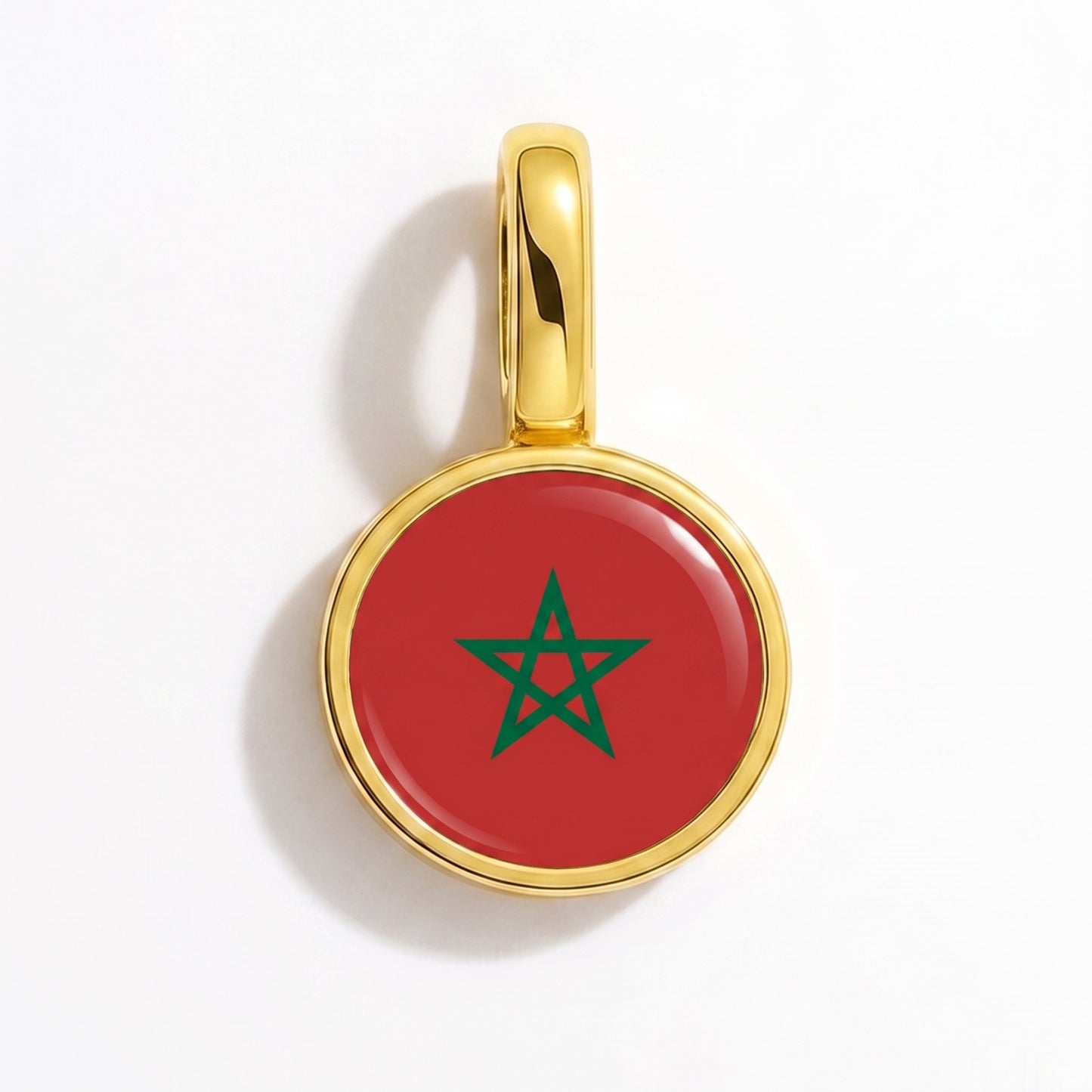 Flag charm Morocco – round gold