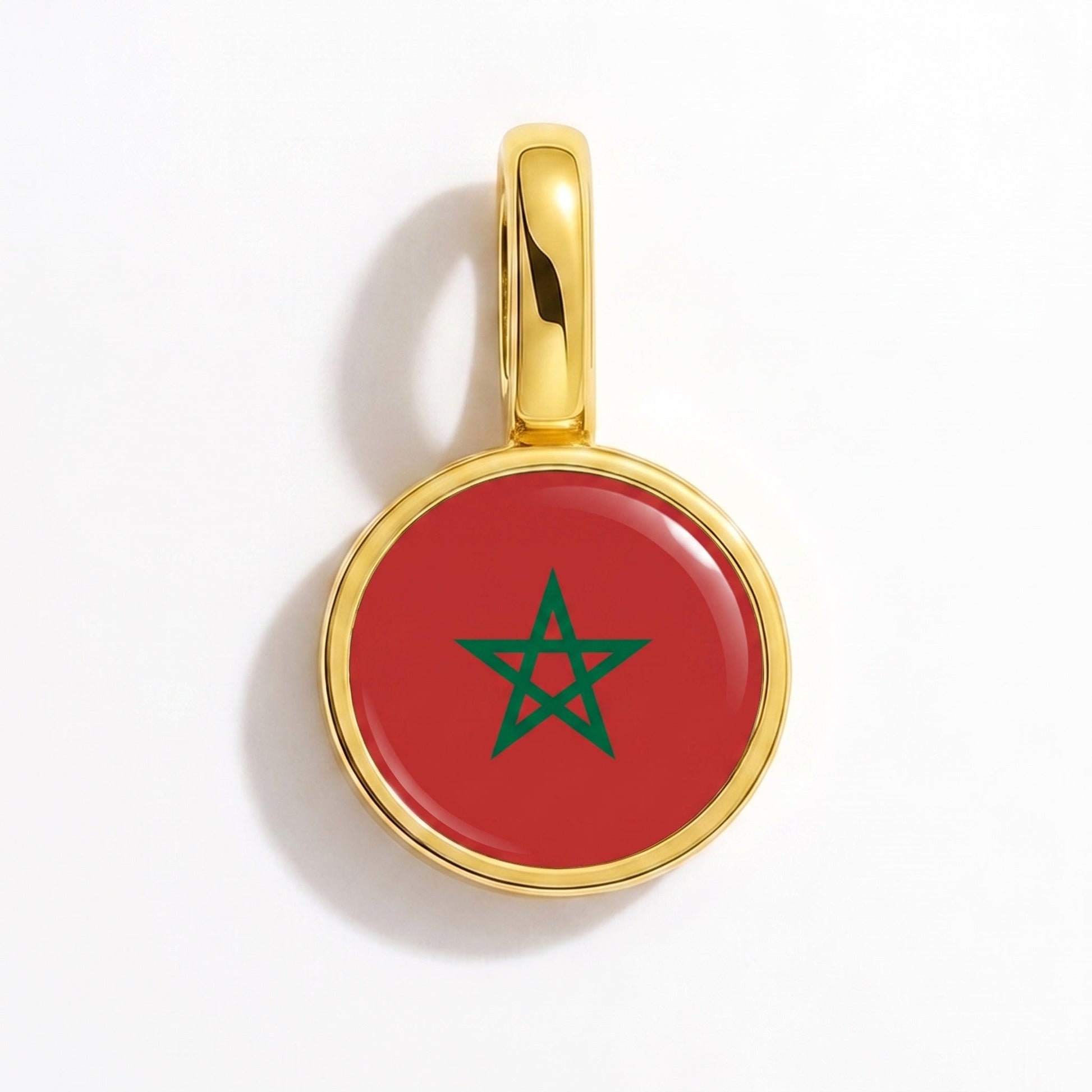 Flag charm Morocco – rectangular gold