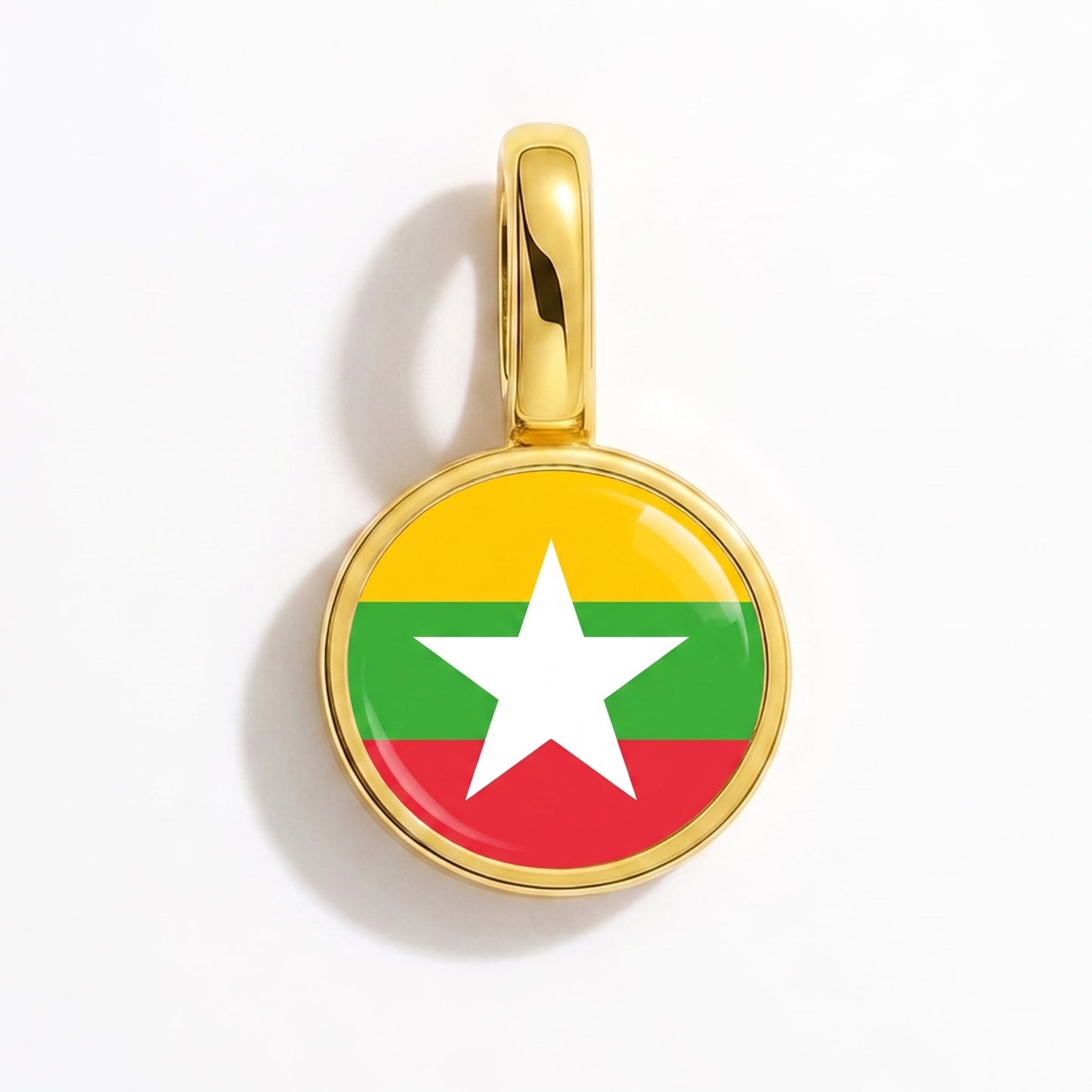 Flag charm Myanmar – rectangular gold