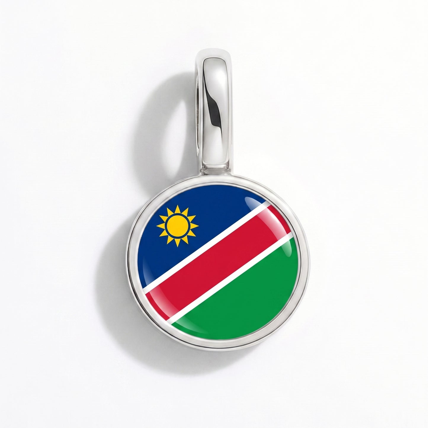 Flag charm Namibia – round silver