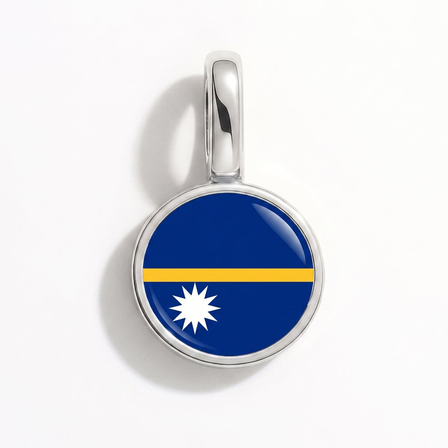 Flag charm Nauru – round silver