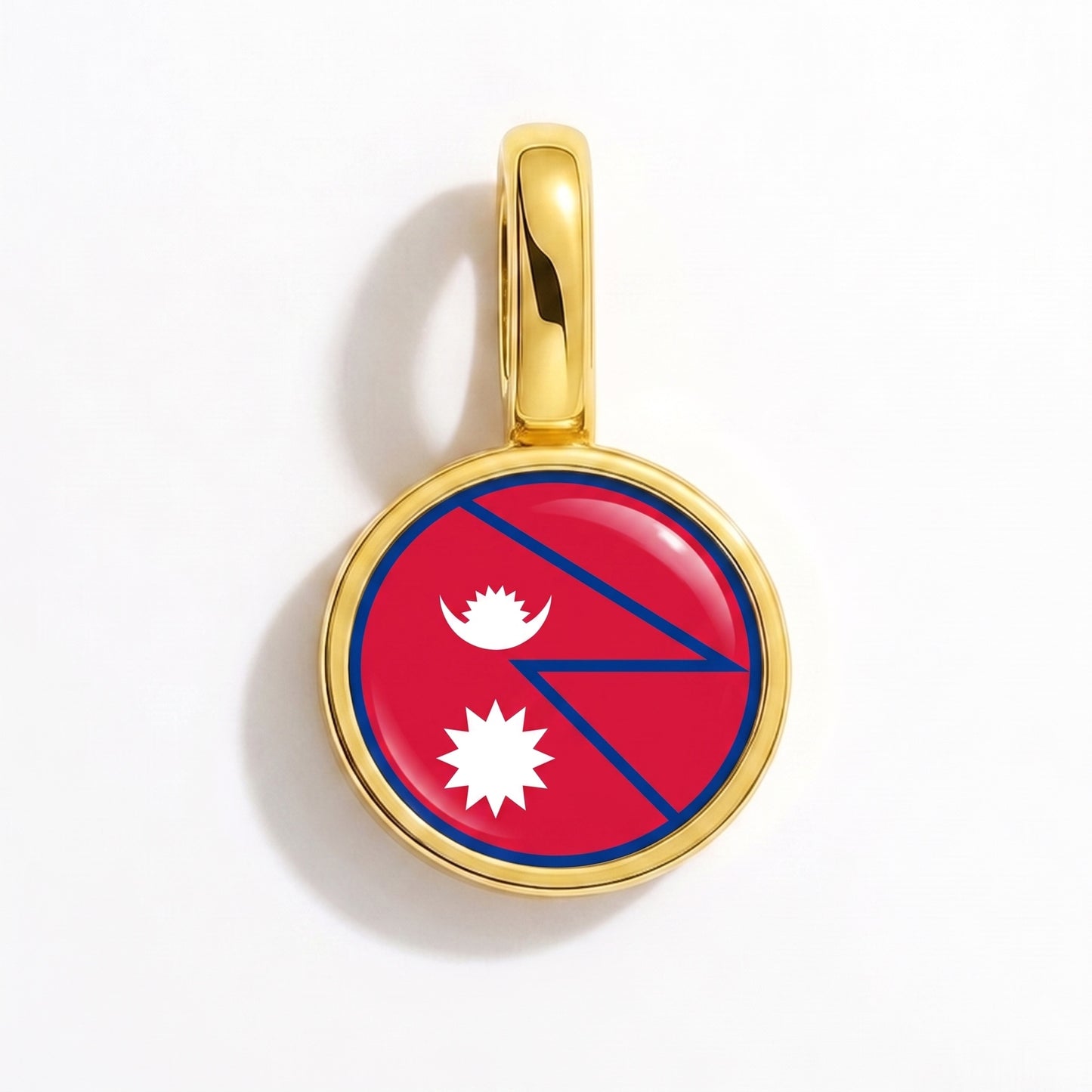 Flag charm Nepal – round gold