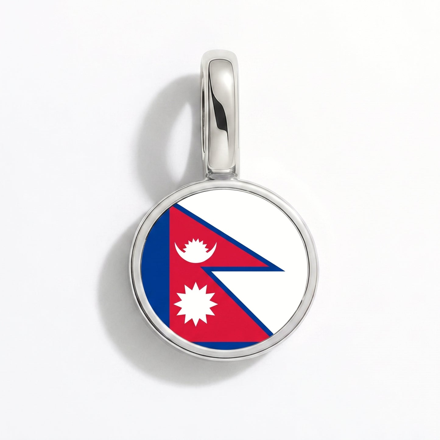 Flag charm Nepal – round silver