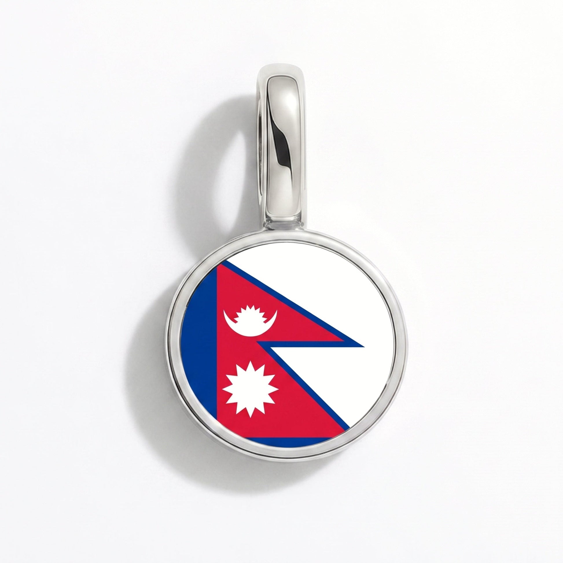 Flag charm Nepal – rectangular silver