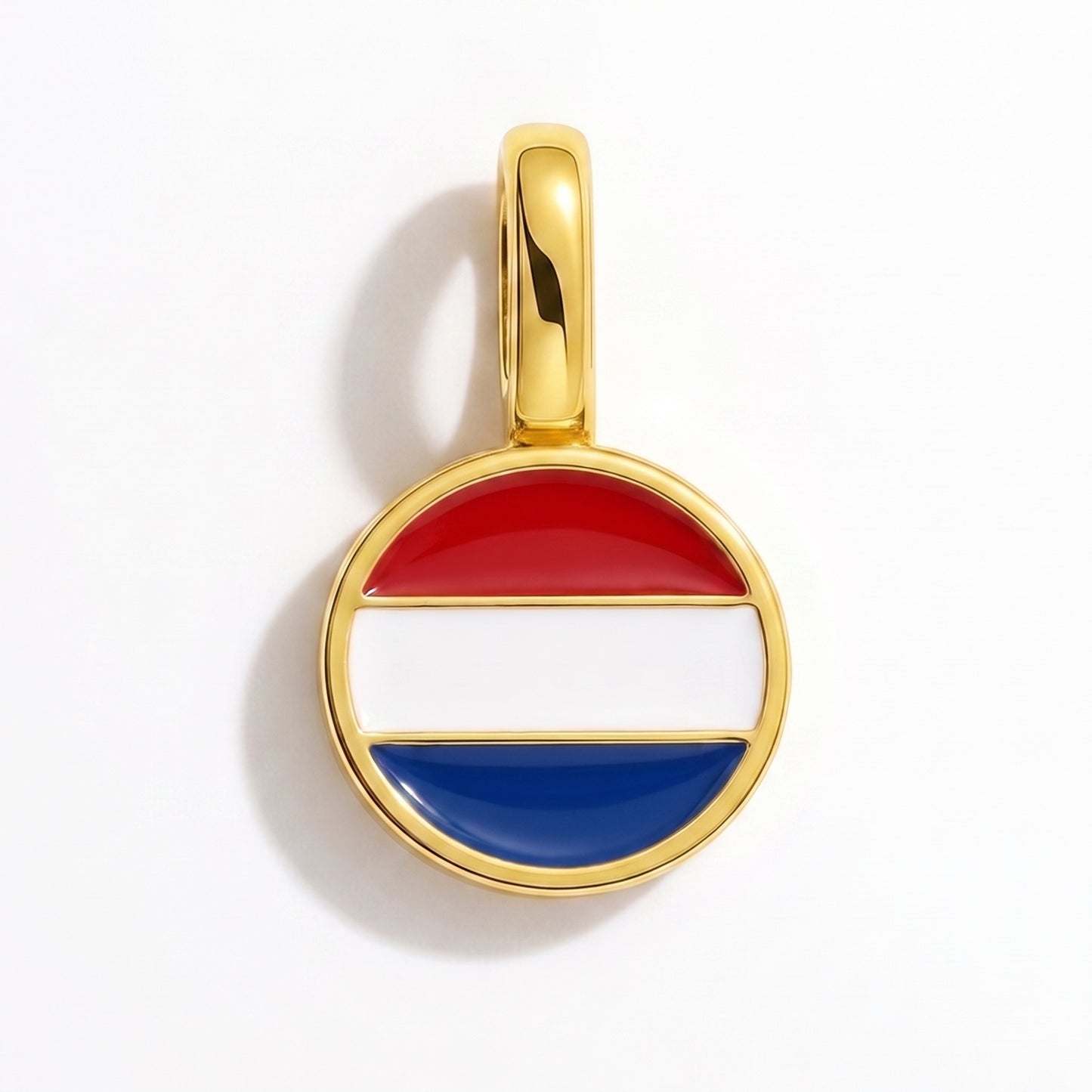 Flag charm Netherlands – round gold