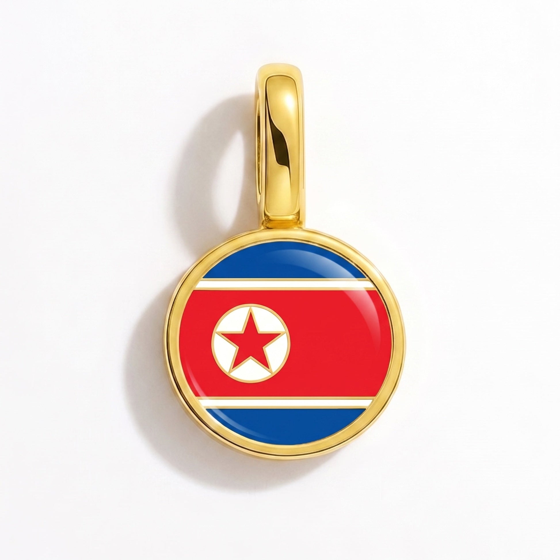 Flag charm North Korea – rectangular gold