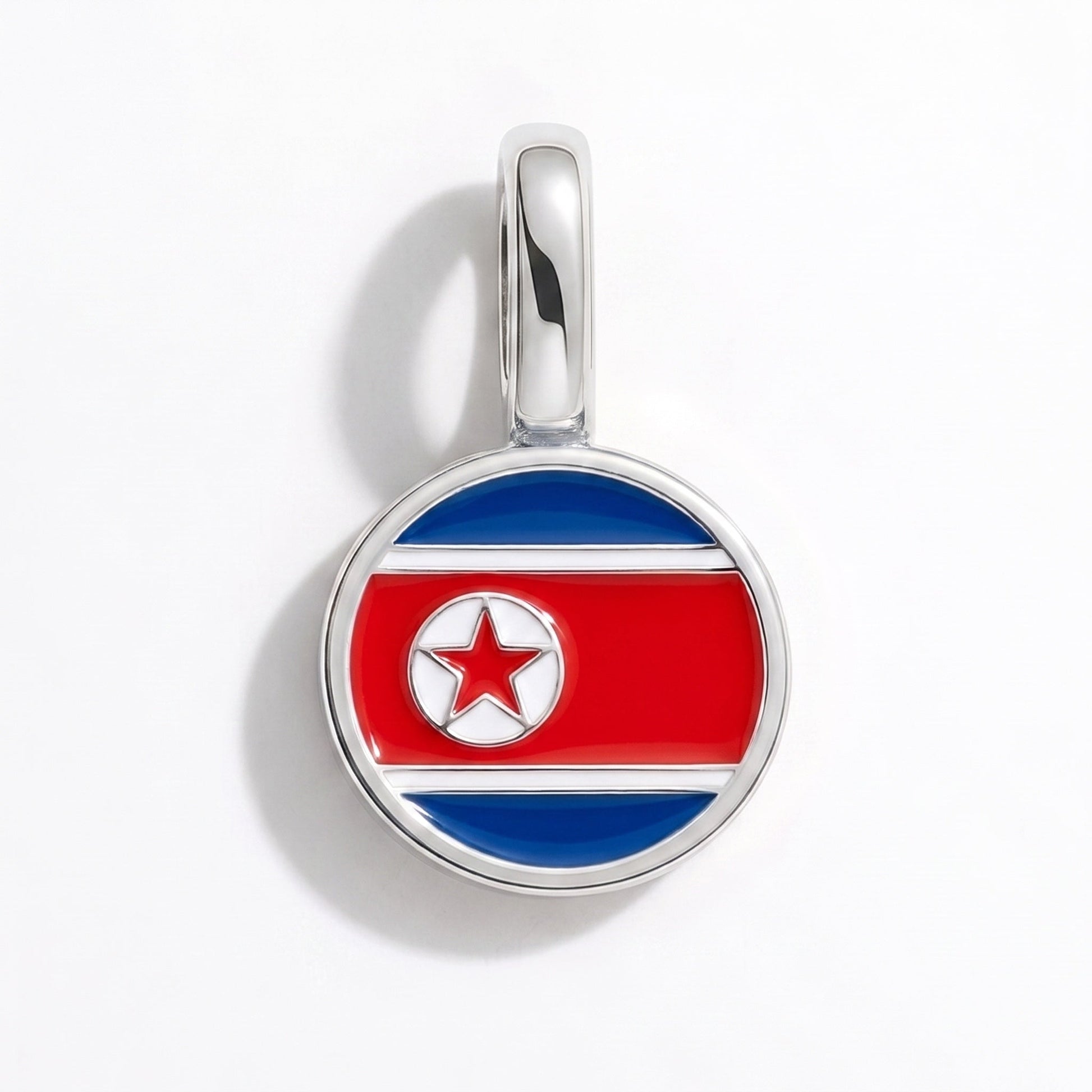 Flag charm North Korea – rectangular silver