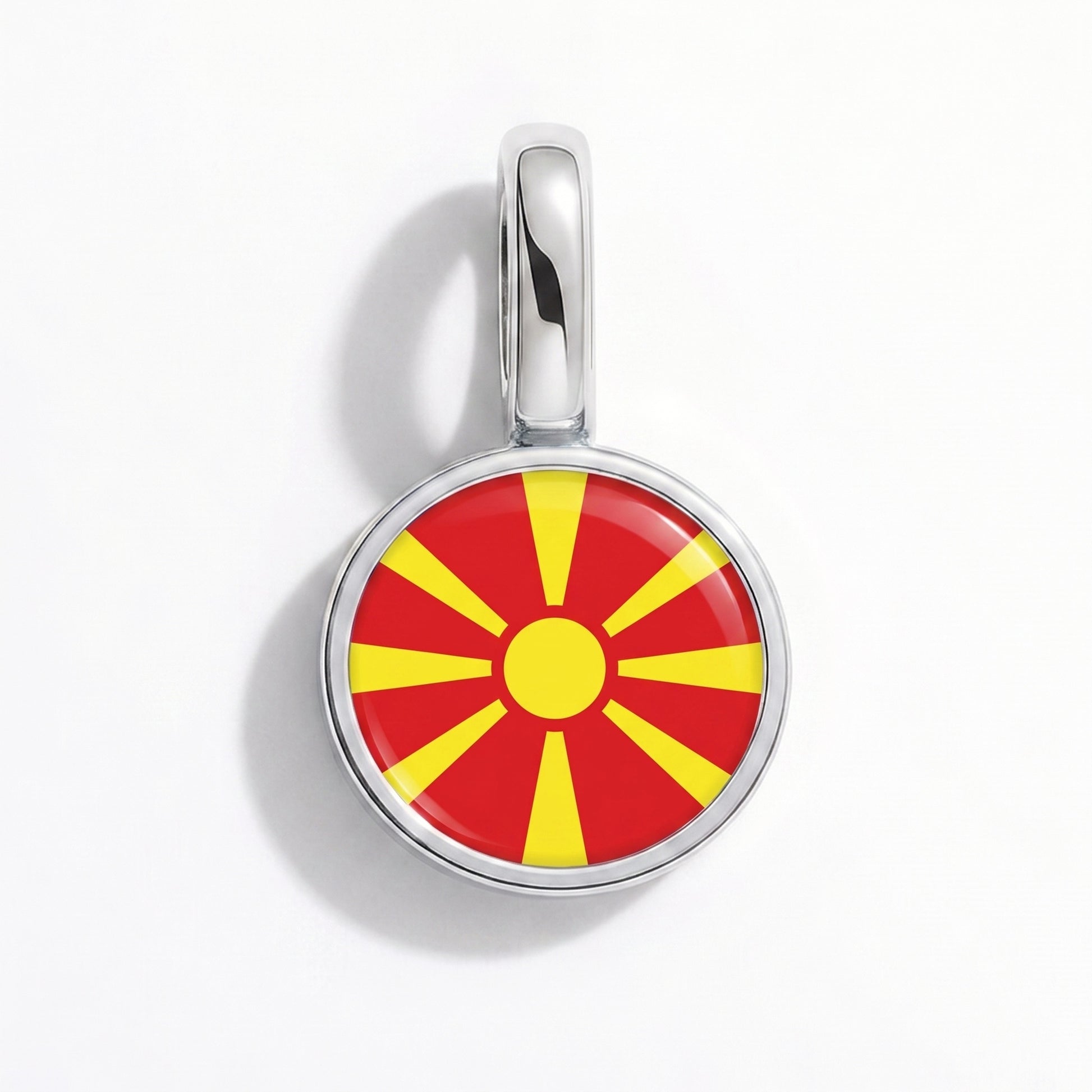 Flag charm North Macedonia – round silver